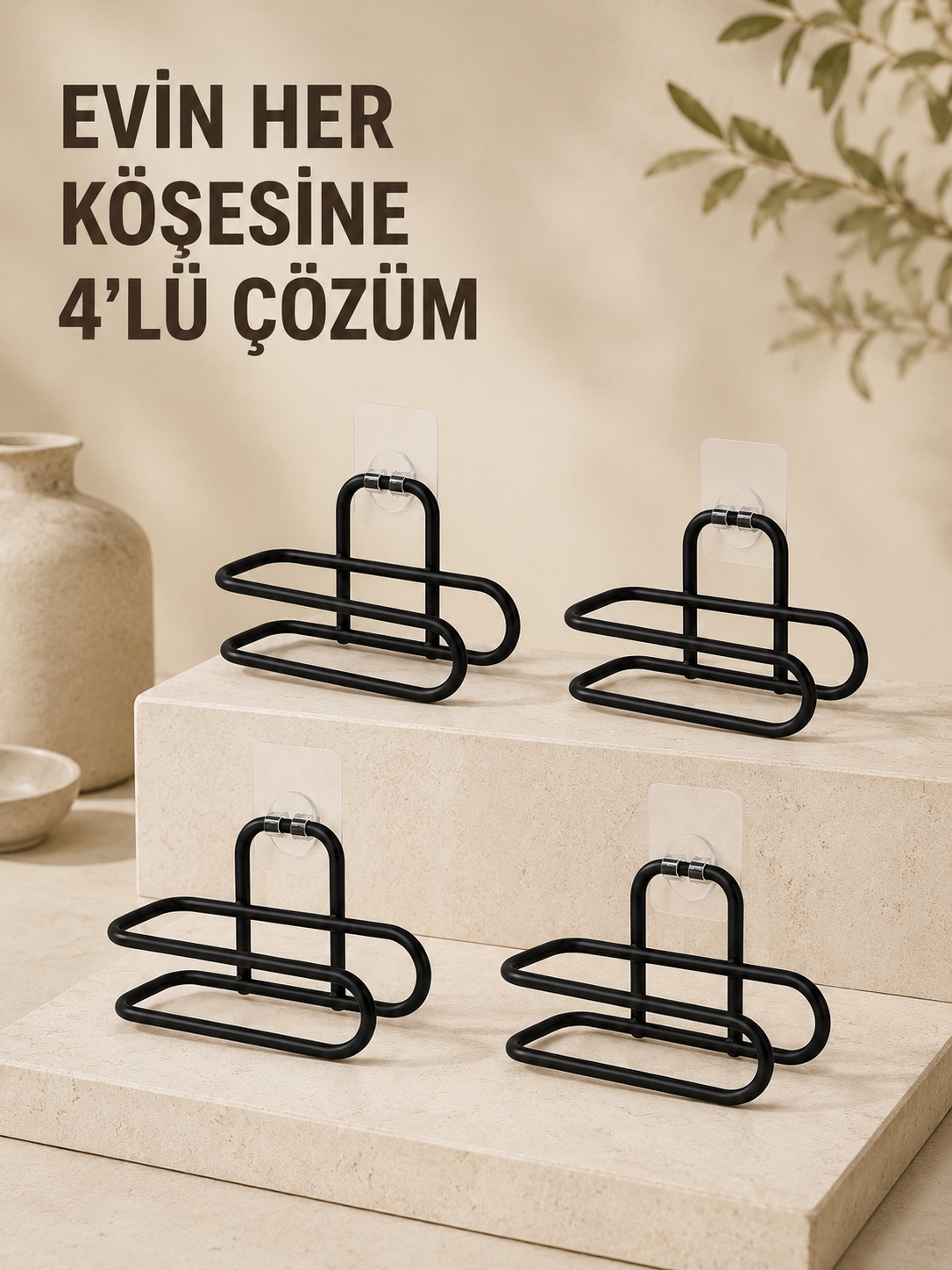 Delmeden Monte Tuvalet Kağıdı Askısı Siyah Metal Yapışkanlı Banyo Kağıtlığı 4’lü Set - Lisinya Delmeden Monte Tuvalet Kağıdı Askısı Siyah Metal Yapışkanlı Banyo Kağıtlığı 4’lü Set - Lisinya