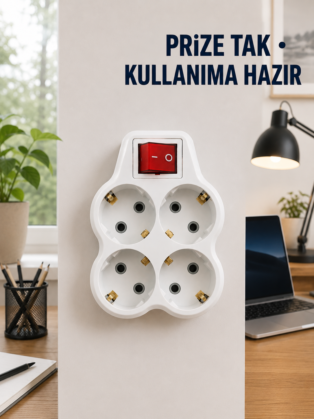 Anahtarlı 4’lü Priz Adaptörü Direkt Prize Takılan Kompakt Priz Çoklayıcı - Lisinya Anahtarlı 4’lü Priz Adaptörü Direkt Prize Takılan Kompakt Priz Çoklayıcı - Lisinya