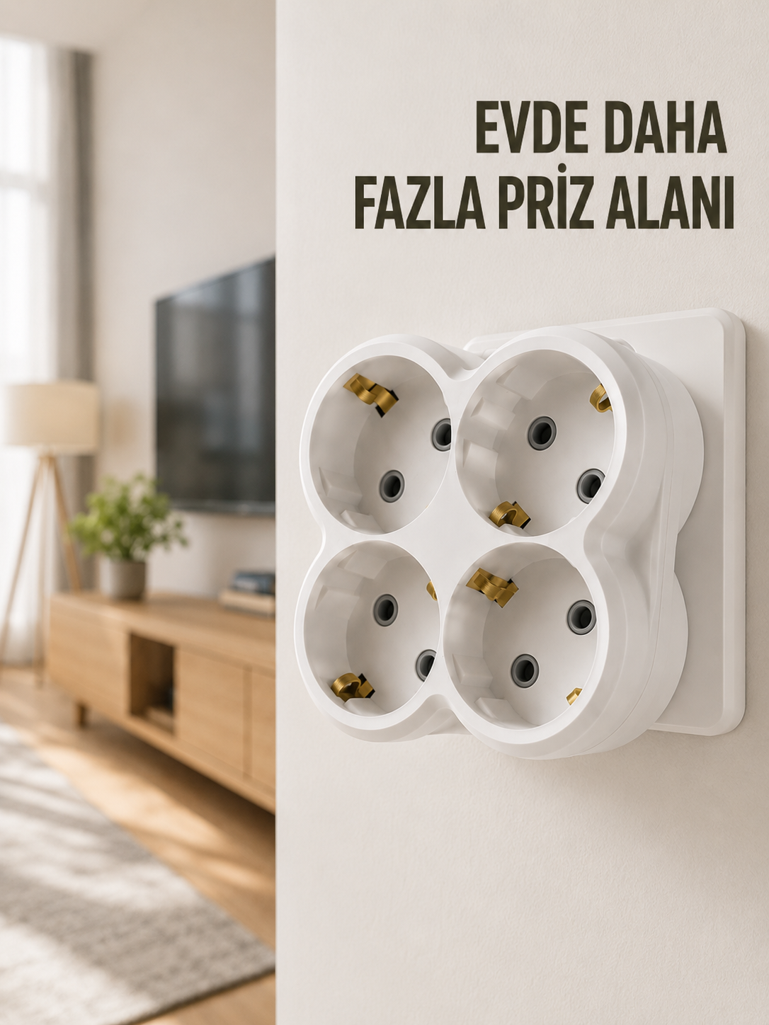 4’lü Priz Çoğaltıcı Kablosuz Duvar Tipi Direkt Prize Takılan Priz Çoklayıcı - Lisinya 4’lü Priz Çoğaltıcı Kablosuz Duvar Tipi Direkt Prize Takılan Priz Çoklayıcı - Lisinya