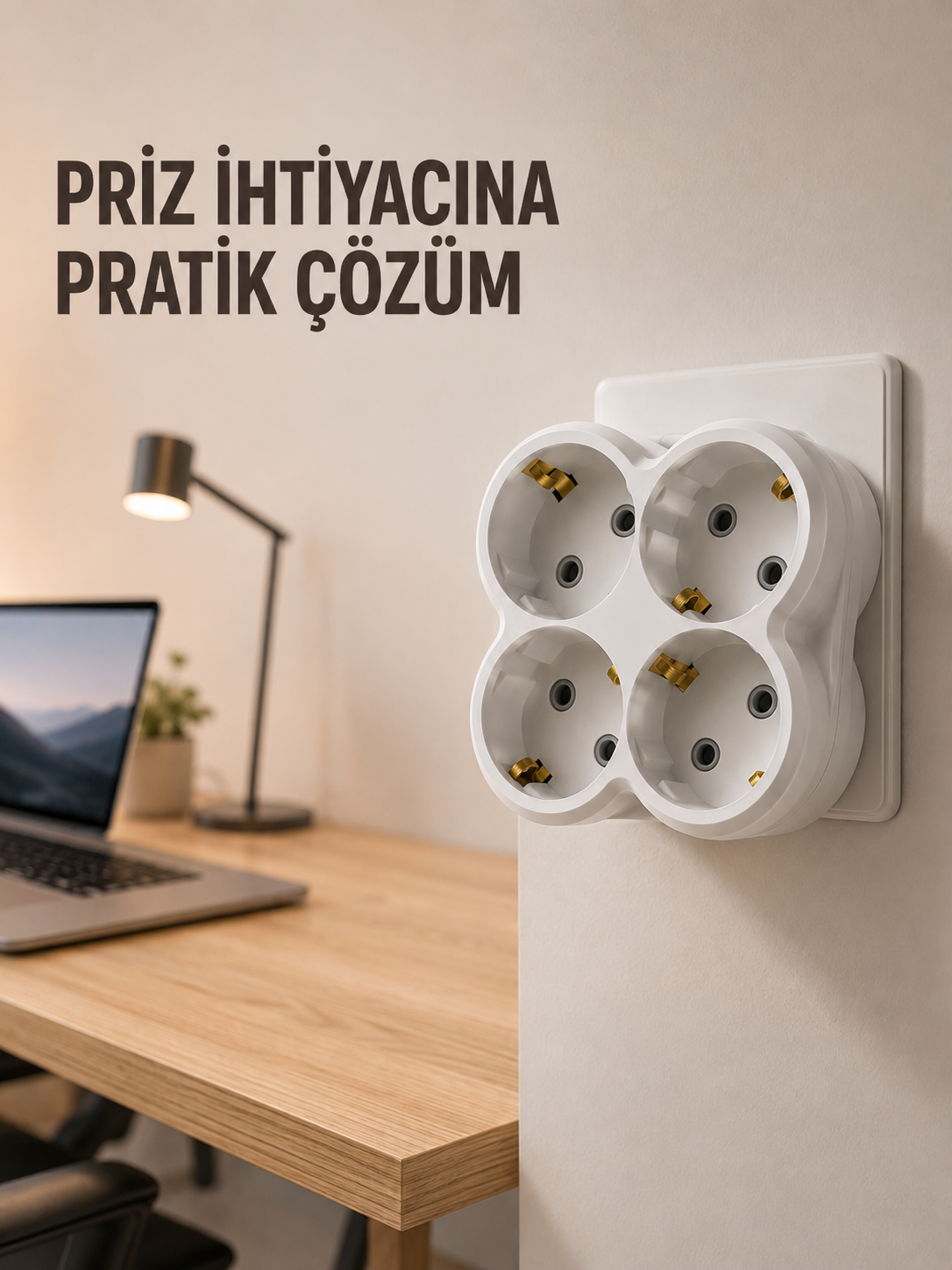 Tek Prizi 4’lü Yapan Priz Çoğaltıcı Direkt Prize Takılan Kablosuz Çoklayıcı - Lisinya