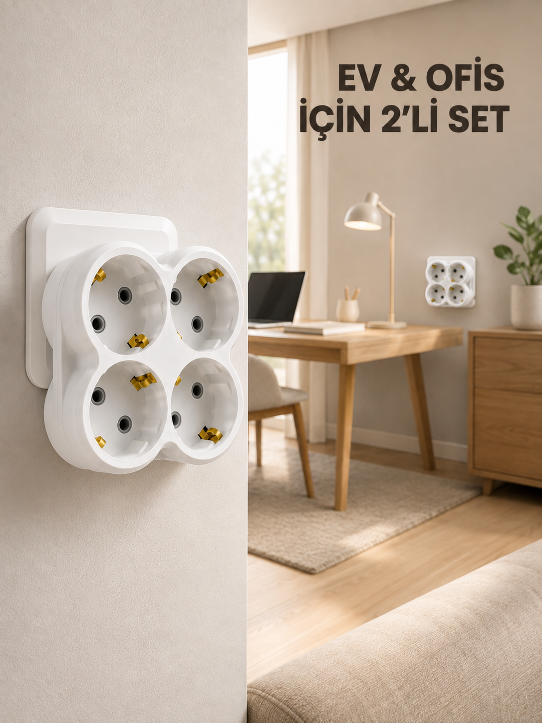2’li Set Kablosuz 4’lü Priz Çoklayıcı Direkt Duvar Prizine Takılan Adaptör - Lisinya 2’li Set Kablosuz 4’lü Priz Çoklayıcı Direkt Duvar Prizine Takılan Adaptör - Lisinya
