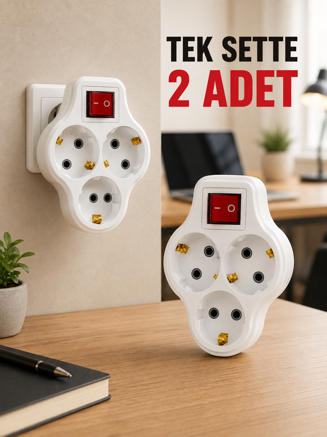 2’li Set Anahtarlı 3’lü Priz Çoğaltıcı Direkt Prize Takılan Kablosuz Çoklayıcı - Lisinya 2’li Set Anahtarlı 3’lü Priz Çoğaltıcı Direkt Prize Takılan Kablosuz Çoklayıcı - Lisinya