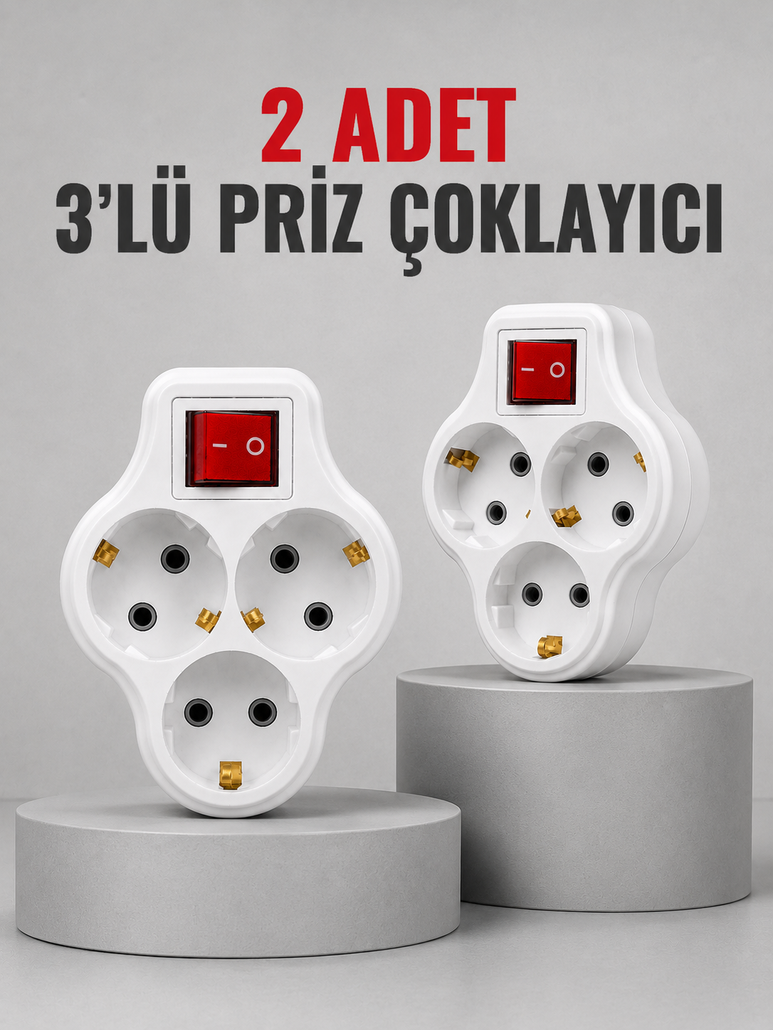 Direkt Duvar Prizine Takılan 3’lü Priz Adaptörü Anahtarlı Priz Çoklayıcı 2 Adet - Lisinya Direkt Duvar Prizine Takılan 3’lü Priz Adaptörü Anahtarlı Priz Çoklayıcı 2 Adet - Lisinya