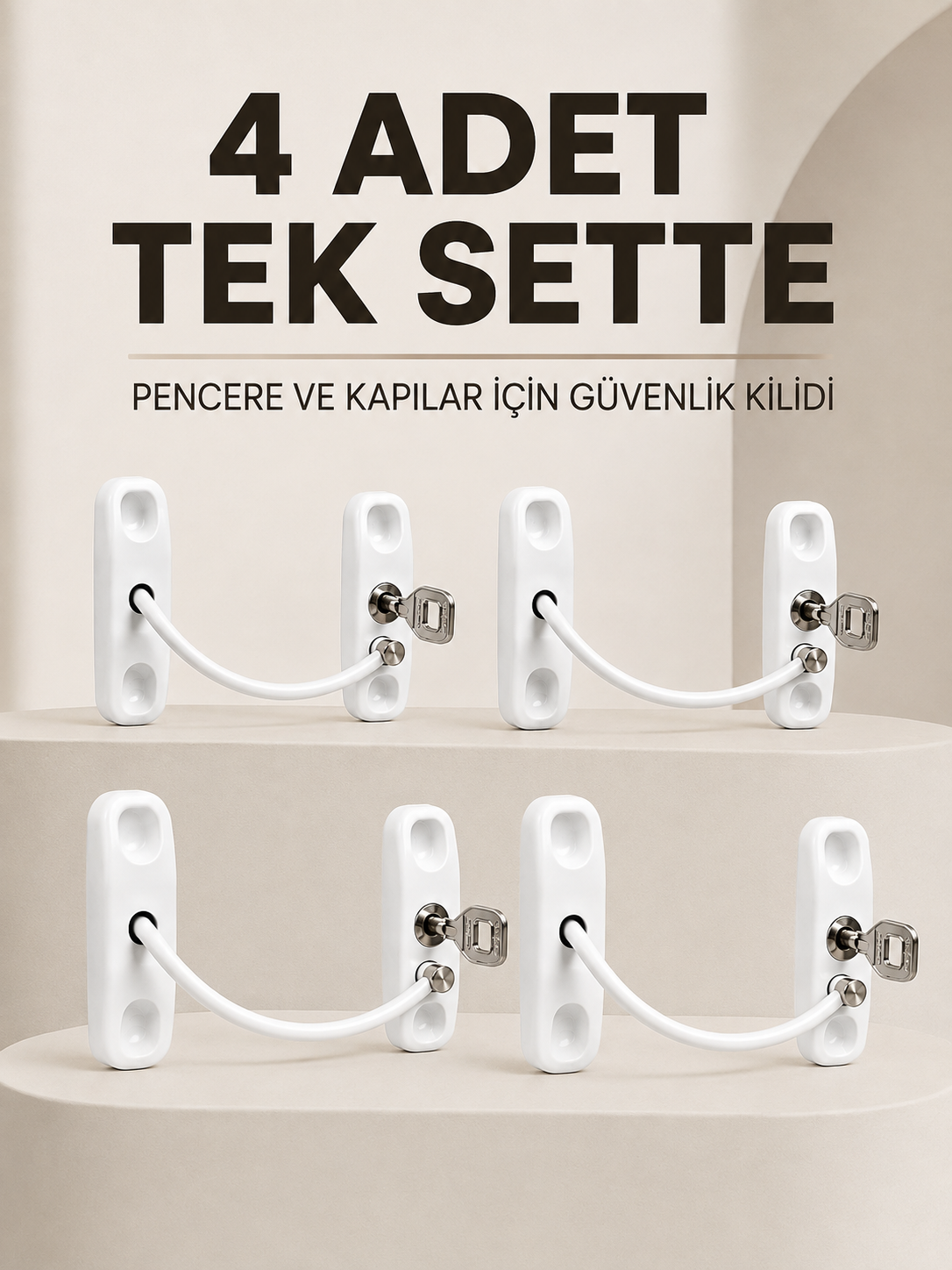 Anahtarlı Pencere Emniyet Kilidi 4 Adet Güvenlik Seti - Lisinya