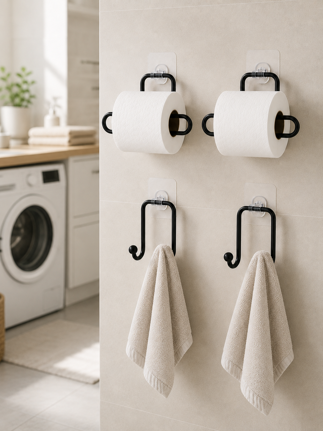 Banyo ve Mutfak İçin 4 Parça Set 2 Adet Kağıtlık 2 Adet Havlu Askısı - Lisinya