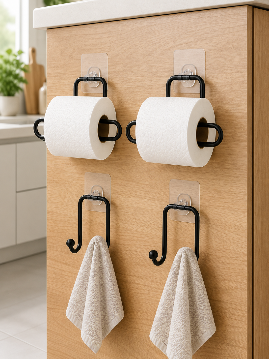 Banyo ve Mutfak İçin 4 Parça Set 2 Adet Kağıtlık 2 Adet Havlu Askısı - Lisinya