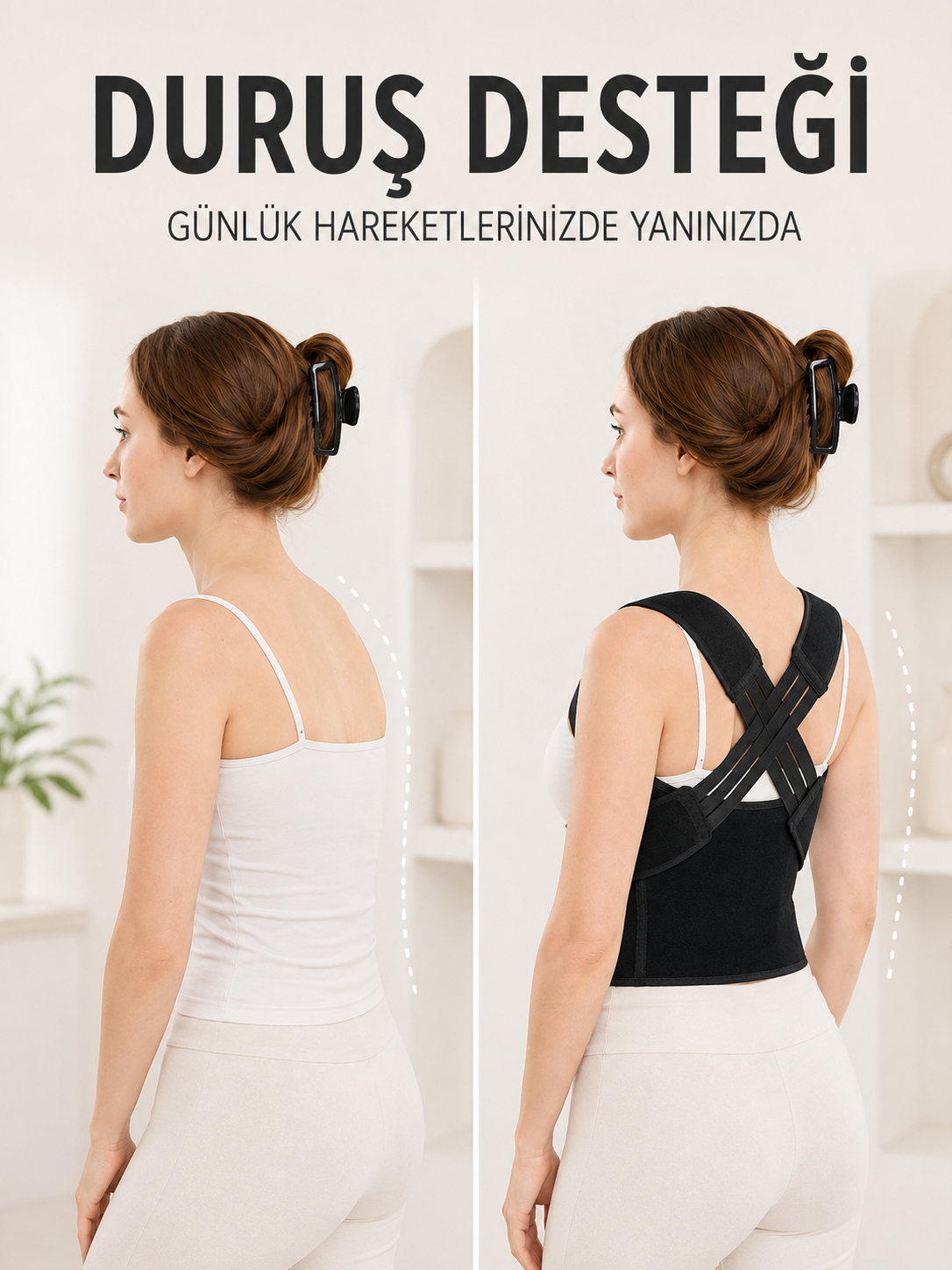 Postür Dik Duruş Korsesi Sırt Destekli Ayarlanabilir Lastikli Bel Korsesi - Lisinya