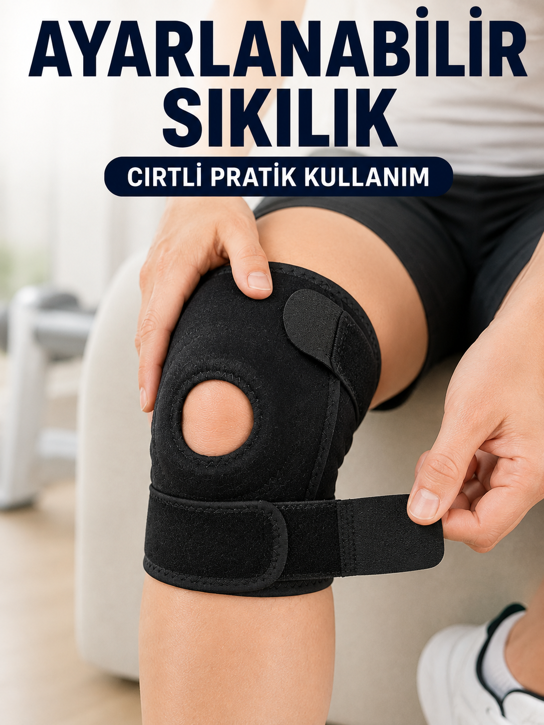 Açık Patella Dizlik Diz Kapağı Destekli Ayarlanabilir Cırtlı Sporcu Dizliği - Lisinya Açık Patella Dizlik Diz Kapağı Destekli Ayarlanabilir Cırtlı Sporcu Dizliği - Lisinya