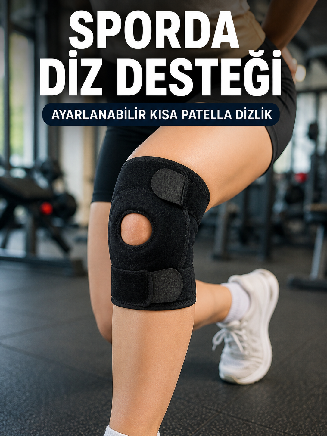 Sporcu Dizliği Açık Patella Tasarımlı Ayarlanabilir Cırtlı Kısa Diz Desteği - Lisinya Sporcu Dizliği Açık Patella Tasarımlı Ayarlanabilir Cırtlı Kısa Diz Desteği - Lisinya