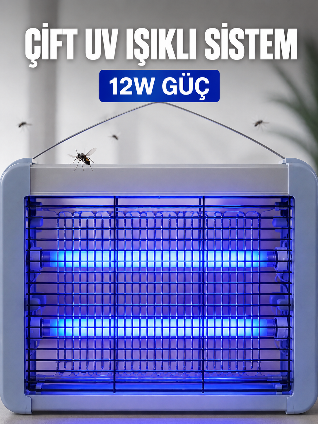 Elektrikli Sinek ve Sivrisinek Öldürücü 12W Çift UV Işıklı Böcek Lambası - Lisinya Elektrikli Sinek ve Sivrisinek Öldürücü 12W Çift UV Işıklı Böcek Lambası - Lisinya