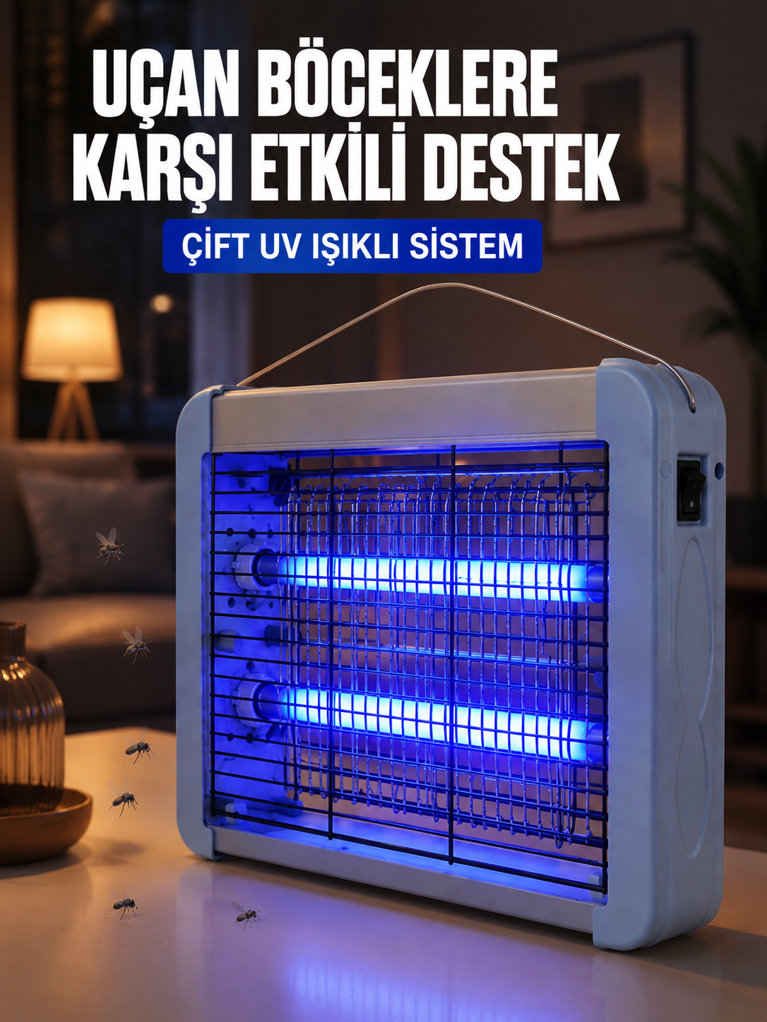 Çift UV Işıklı Elektrikli Sinek Öldürücü 12W Asılabilir Uçan Böcek Lambası - Lisinya Çift UV Işıklı Elektrikli Sinek Öldürücü 12W Asılabilir Uçan Böcek Lambası - Lisinya