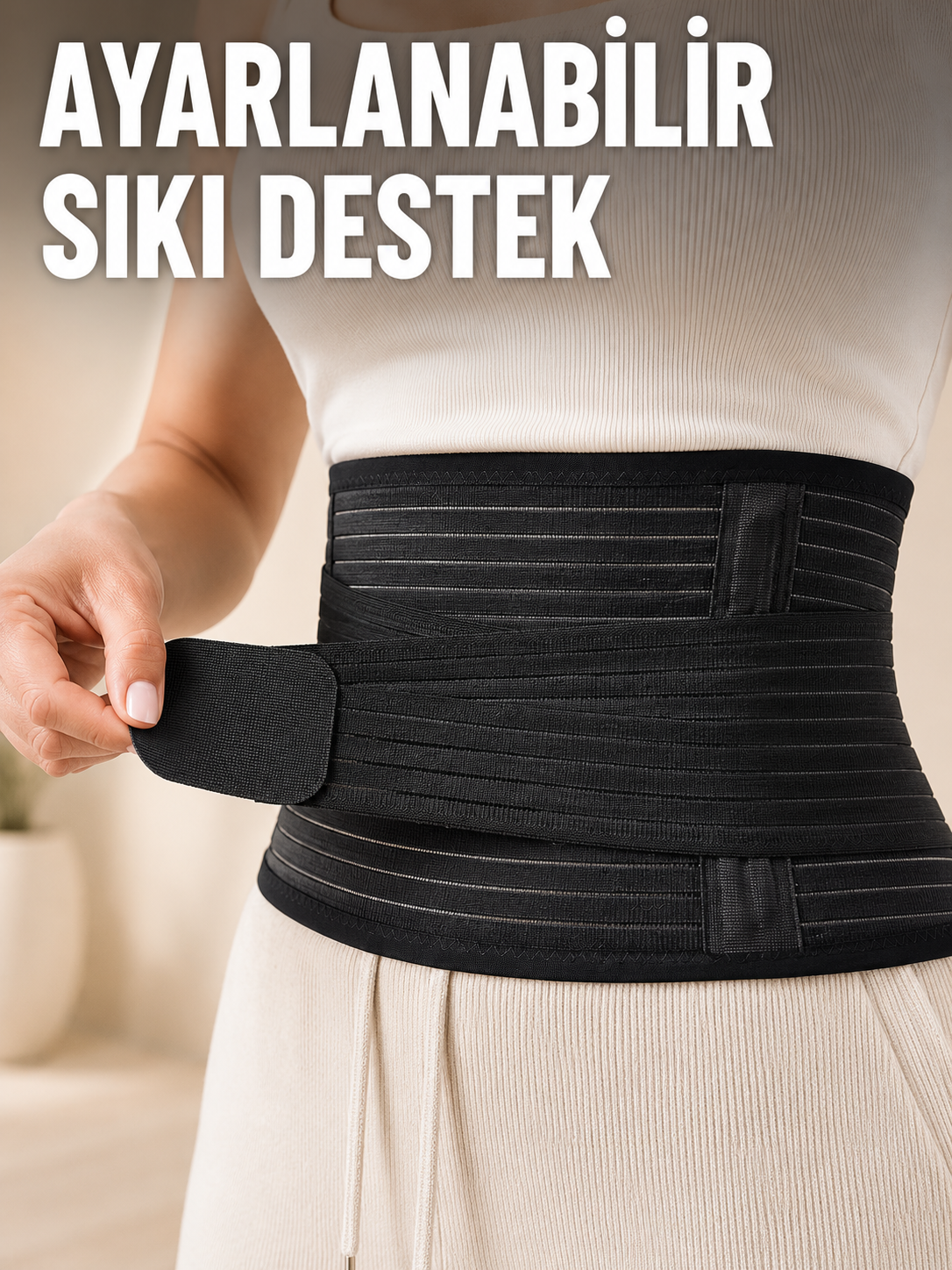 Elastik Bel Destek Korsesi Ayarlanabilir Cırtlı Sıkma Bantlı Bel Kemeri - Lisinya