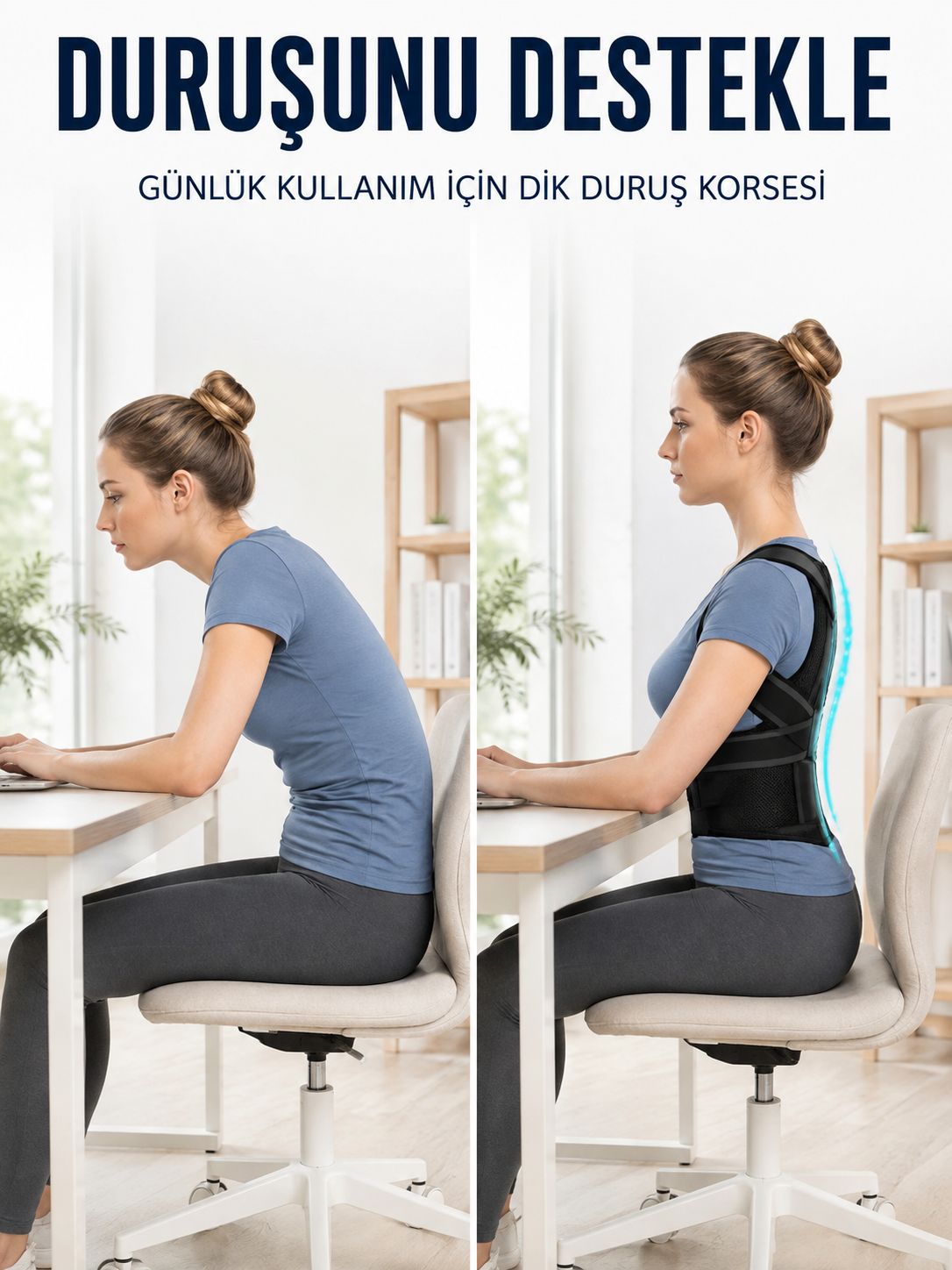 Omuz Sırt Bel Destek Korsesi Fileli Dik Duruş ve Postür Destekleyici Korse - Lisinya