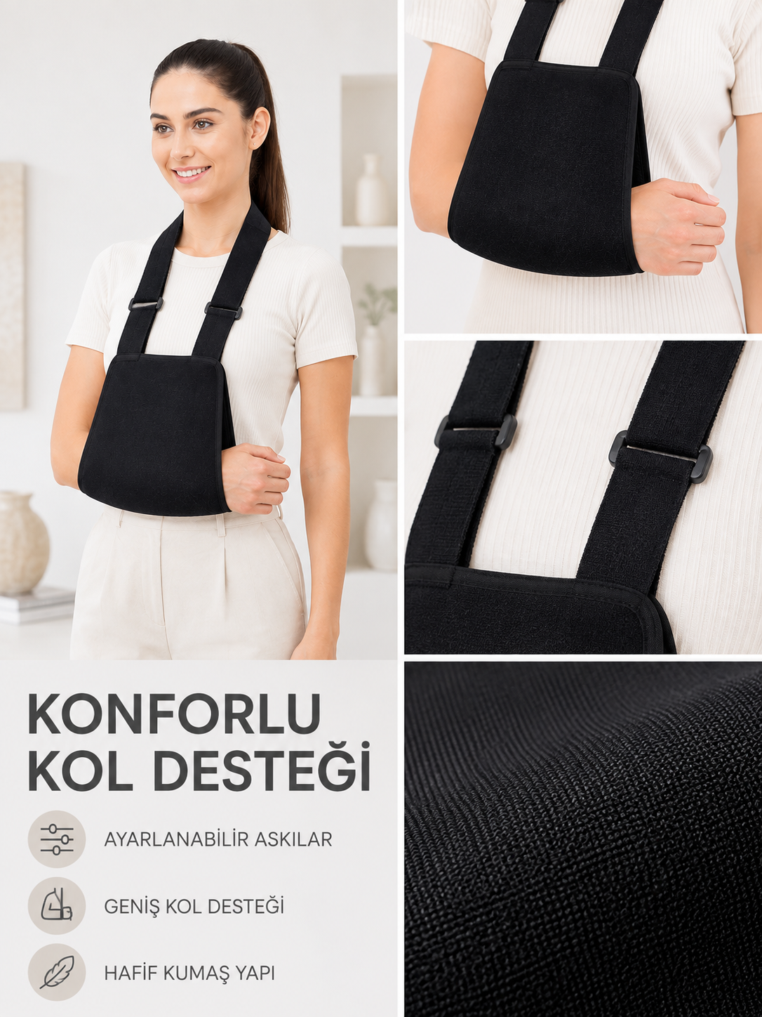 Pratik Kol Askısı Ayarlanabilir Kol Destekleyici Omuz ve Kol Askısı - Lisinya