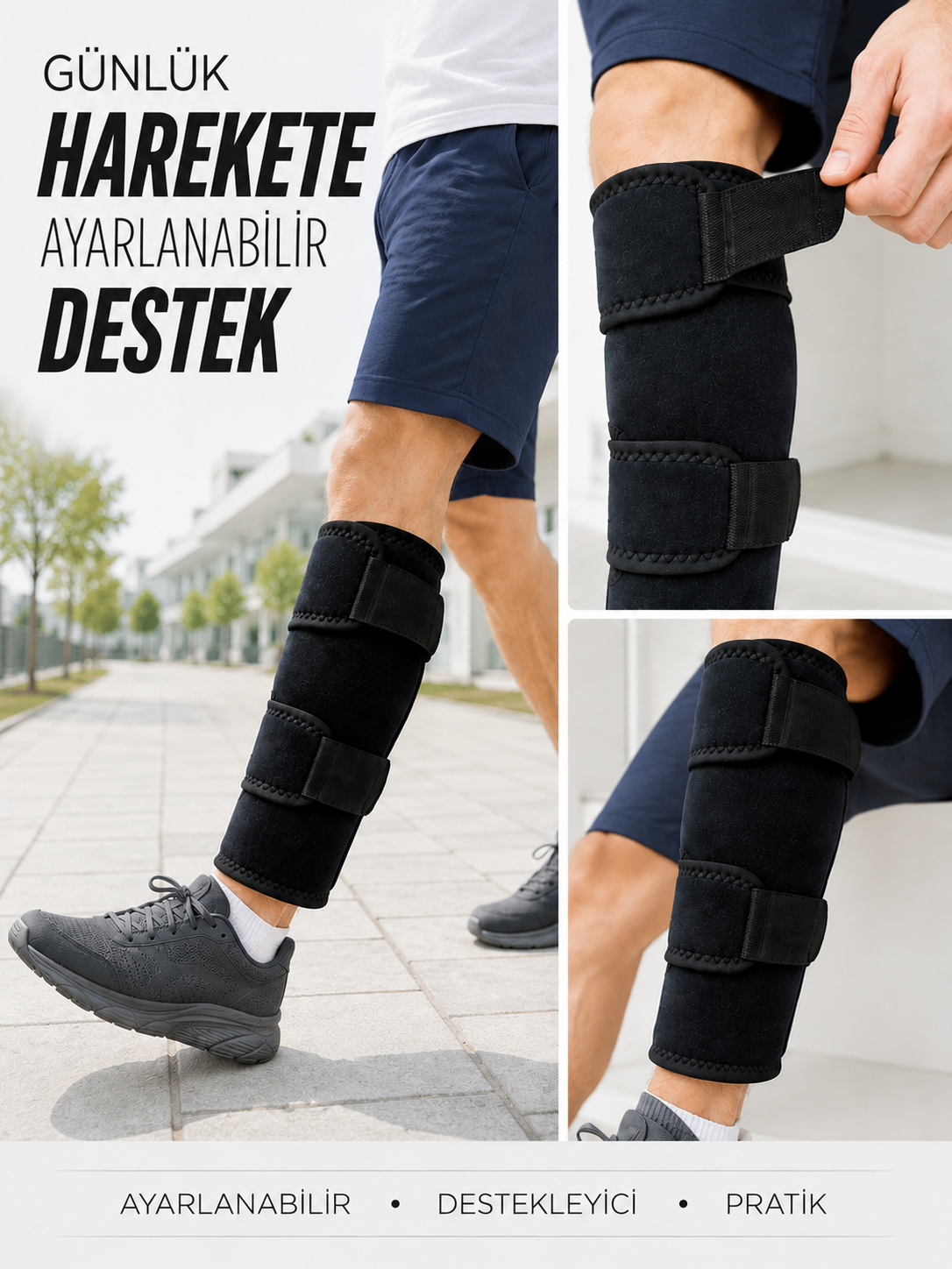 Ayarlanabilir Alt Baldırlık Baldır Destekliği Çift Bantlı Spor ve Günlük Kullanım - Lisinya