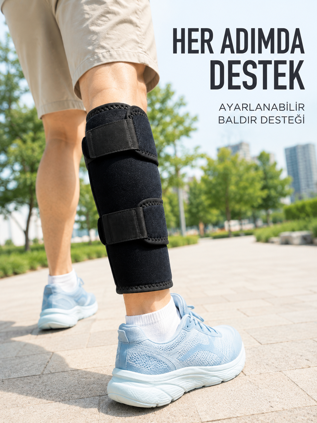 Alt Baldır Destekliği Çift Sabitleme Bantlı Ayarlanabilir Spor Baldırlığı - Lisinya