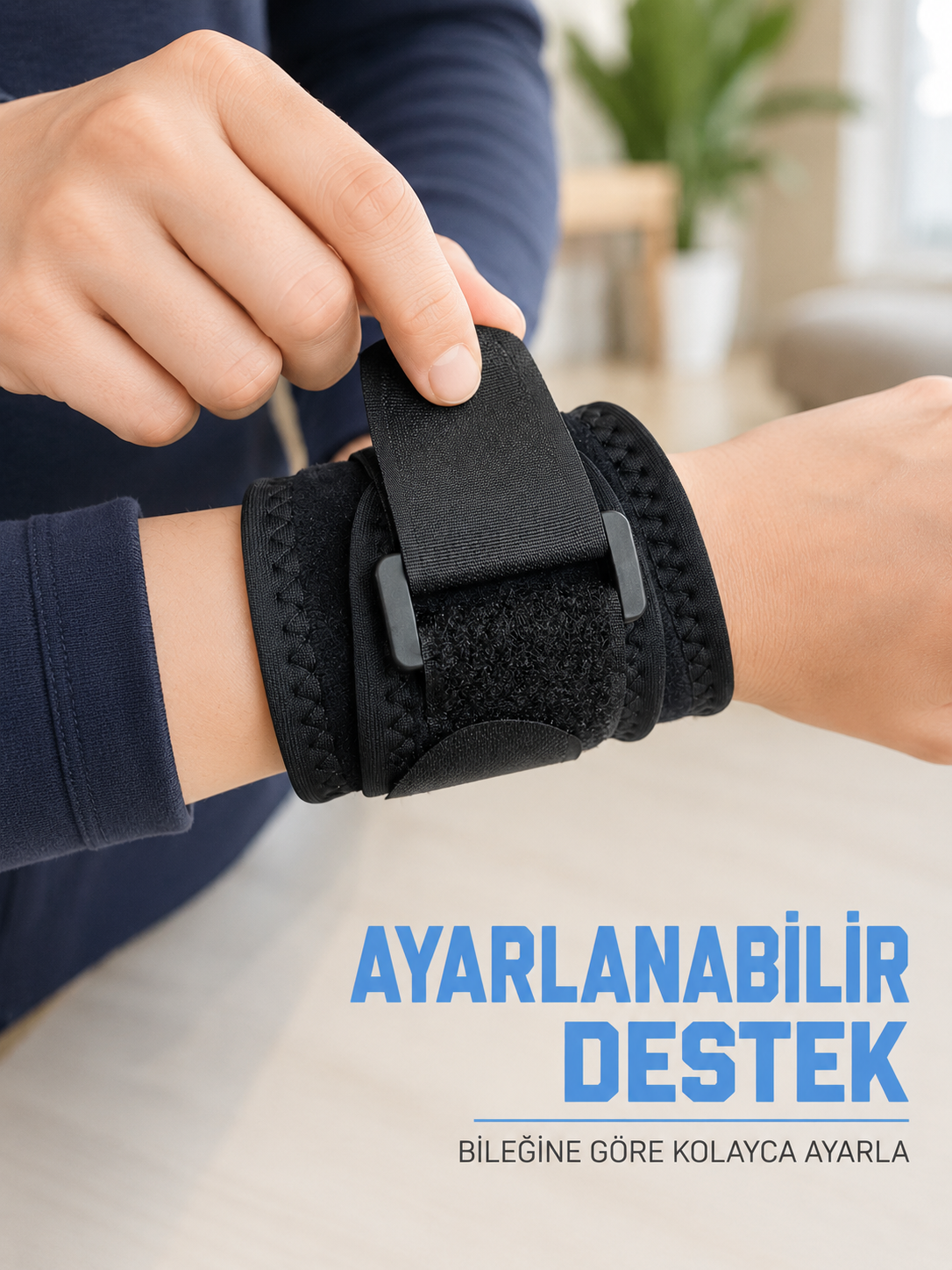 Bilek Destekliği Ayarlanabilir Çift Bantlı Cırtlı Sporcu Bilekliği - Lisinya