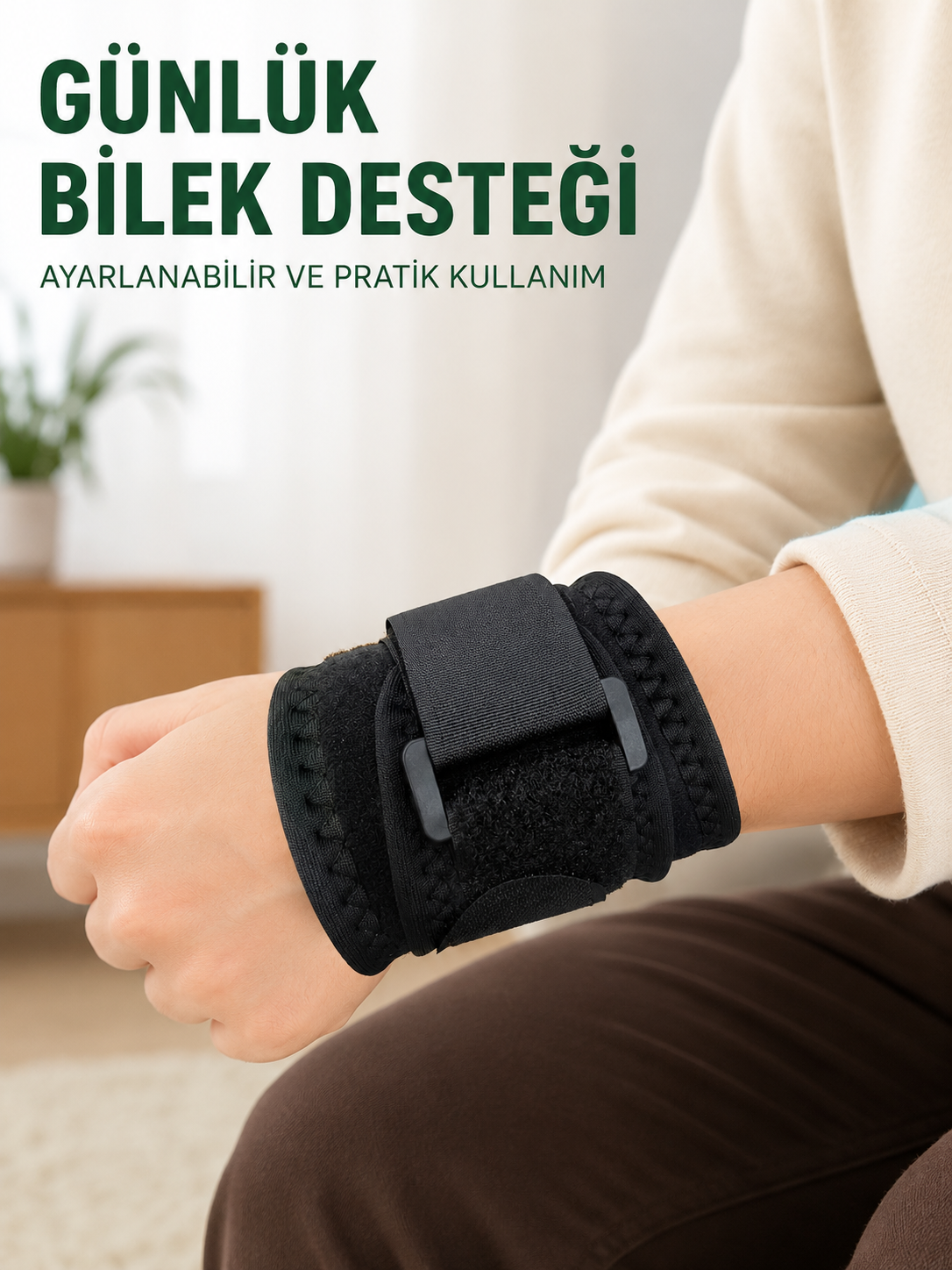 Siyah Bilek Destekliği Cırtlı Ayarlanabilir Bilek Bandı Spor ve Günlük Kullanım - Lisinya Siyah Bilek Destekliği Cırtlı Ayarlanabilir Bilek Bandı Spor ve Günlük Kullanım - Lisinya