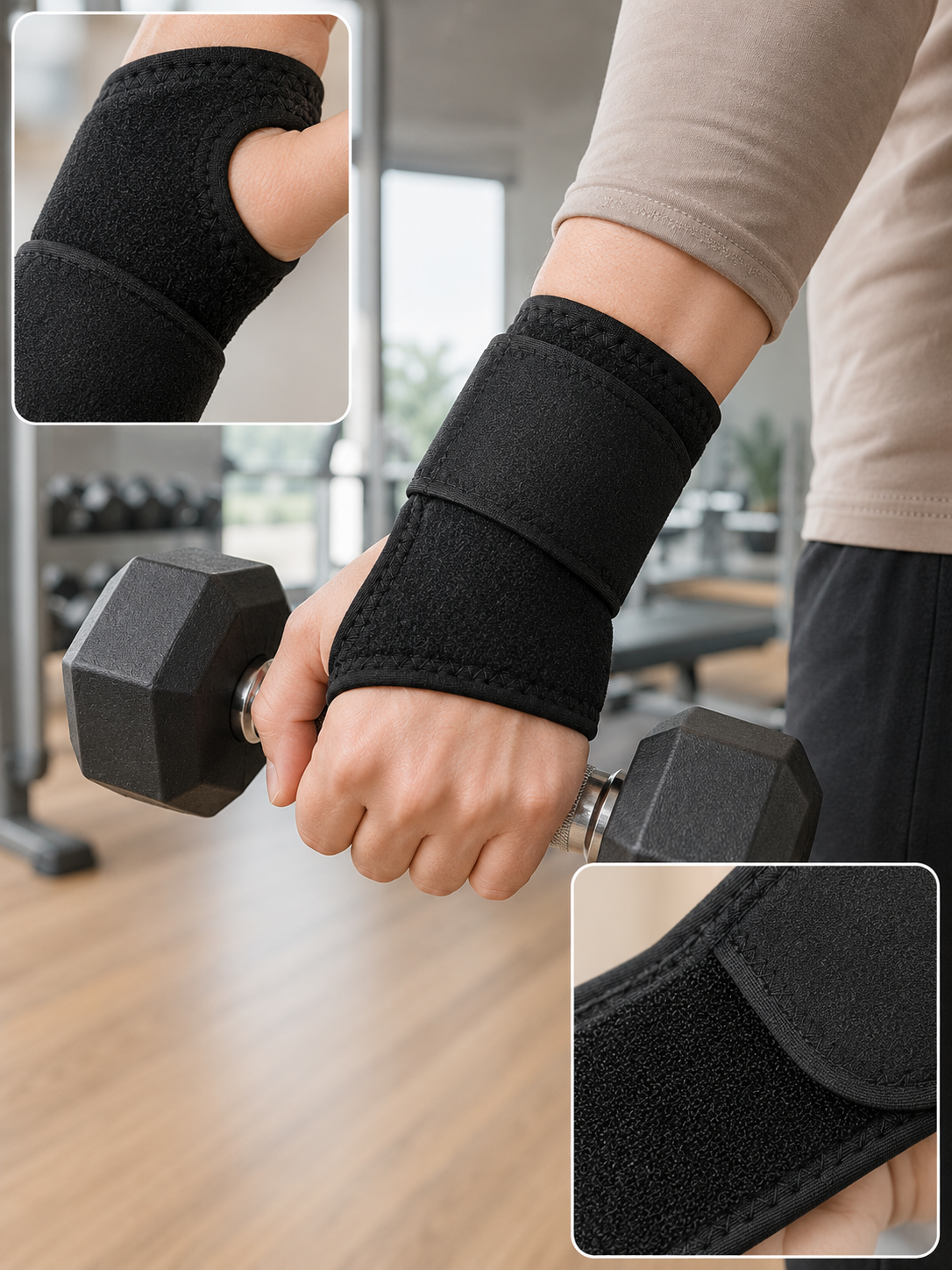 Siyah El Bilek Desteği Cırtlı Ayarlanabilir Başparmak Geçişli Bileklik Spor Bandajı - Lisinya Siyah El Bilek Desteği Cırtlı Ayarlanabilir Başparmak Geçişli Bileklik Spor Bandajı - Lisinya