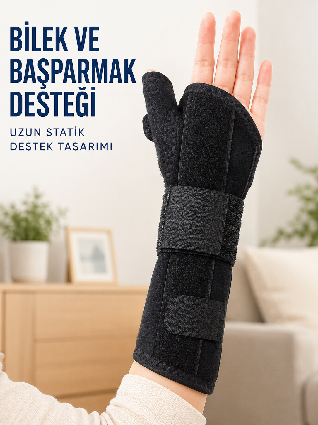 Başparmak ve El Bilek Destek Ateli Metal Destekli Ayarlanabilir Cırtlı Bileklik - Lisinya