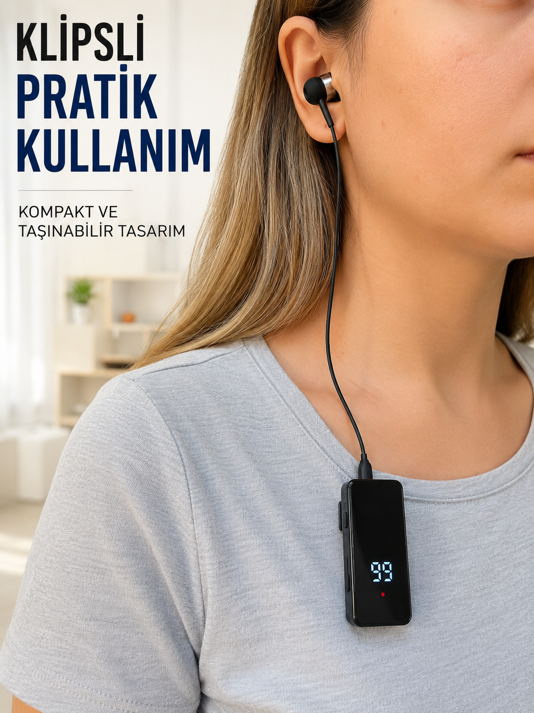 Klipsli Bluetooth Kulaklık Kısa Kablolu Tek Kulaklık Taşınabilir Günlük Kullanım - Lisinya Klipsli Bluetooth Kulaklık Kısa Kablolu Tek Kulaklık Taşınabilir Günlük Kullanım - Lisinya