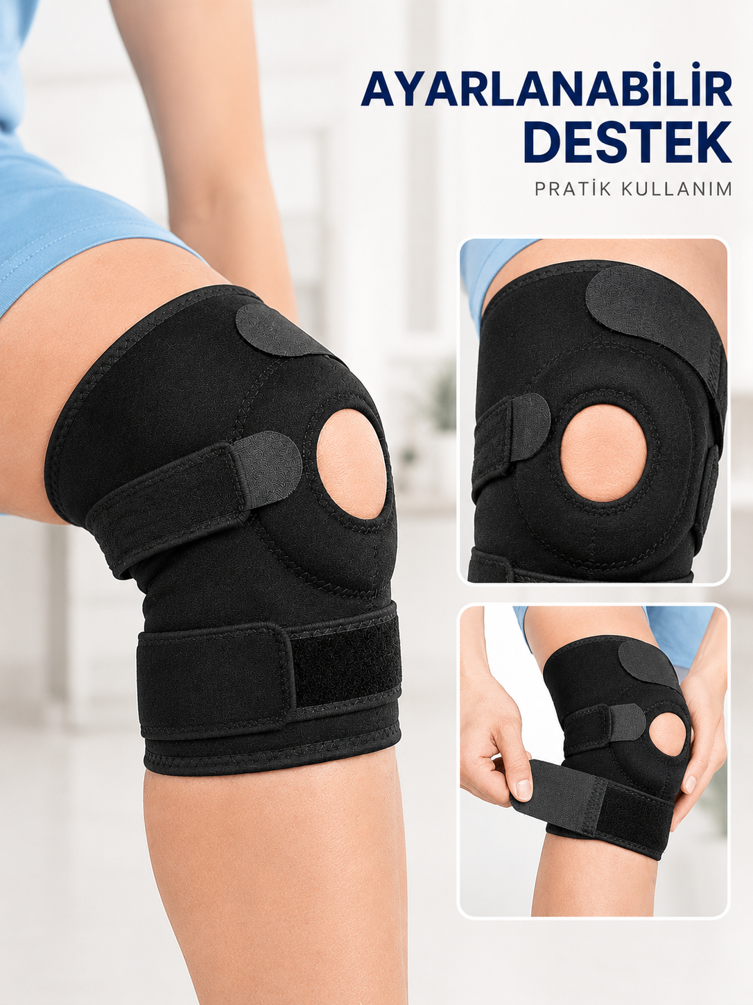 Ligamentli Diz Desteği Kısa Dizlik Ayarlanabilir Cırtlı Açık Patella Tasarım - Lisinya Ligamentli Diz Desteği Kısa Dizlik Ayarlanabilir Cırtlı Açık Patella Tasarım - Lisinya