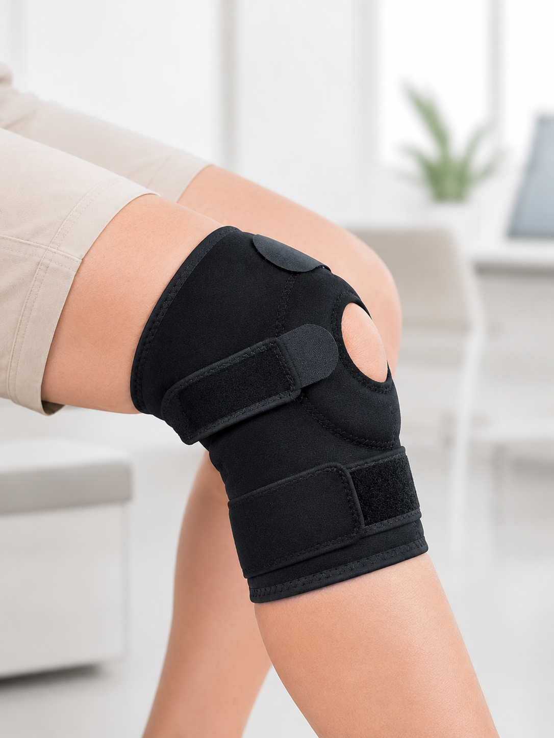Siyah Ligamentli Dizlik Cırtlı Ayarlanabilir Kısa Diz Destekleyici - Lisinya