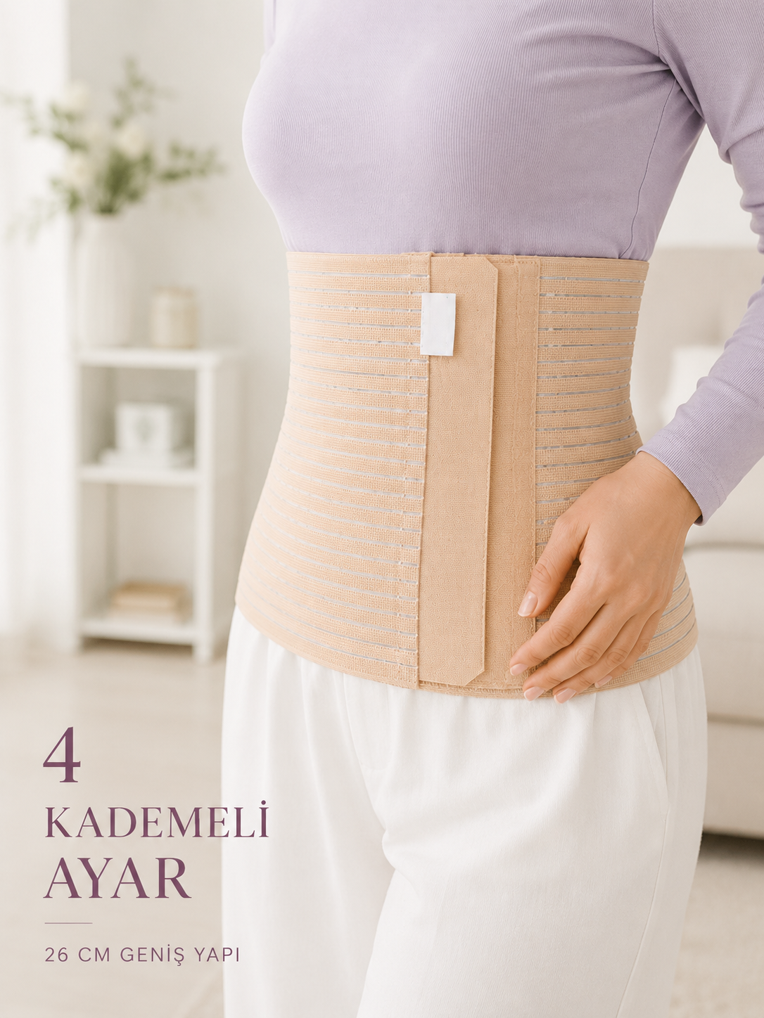 26 cm Abdominal Korse Doğum Sonrası 4 Kademeli Ayarlanabilir Karın Bel Korsesi - Lisinya