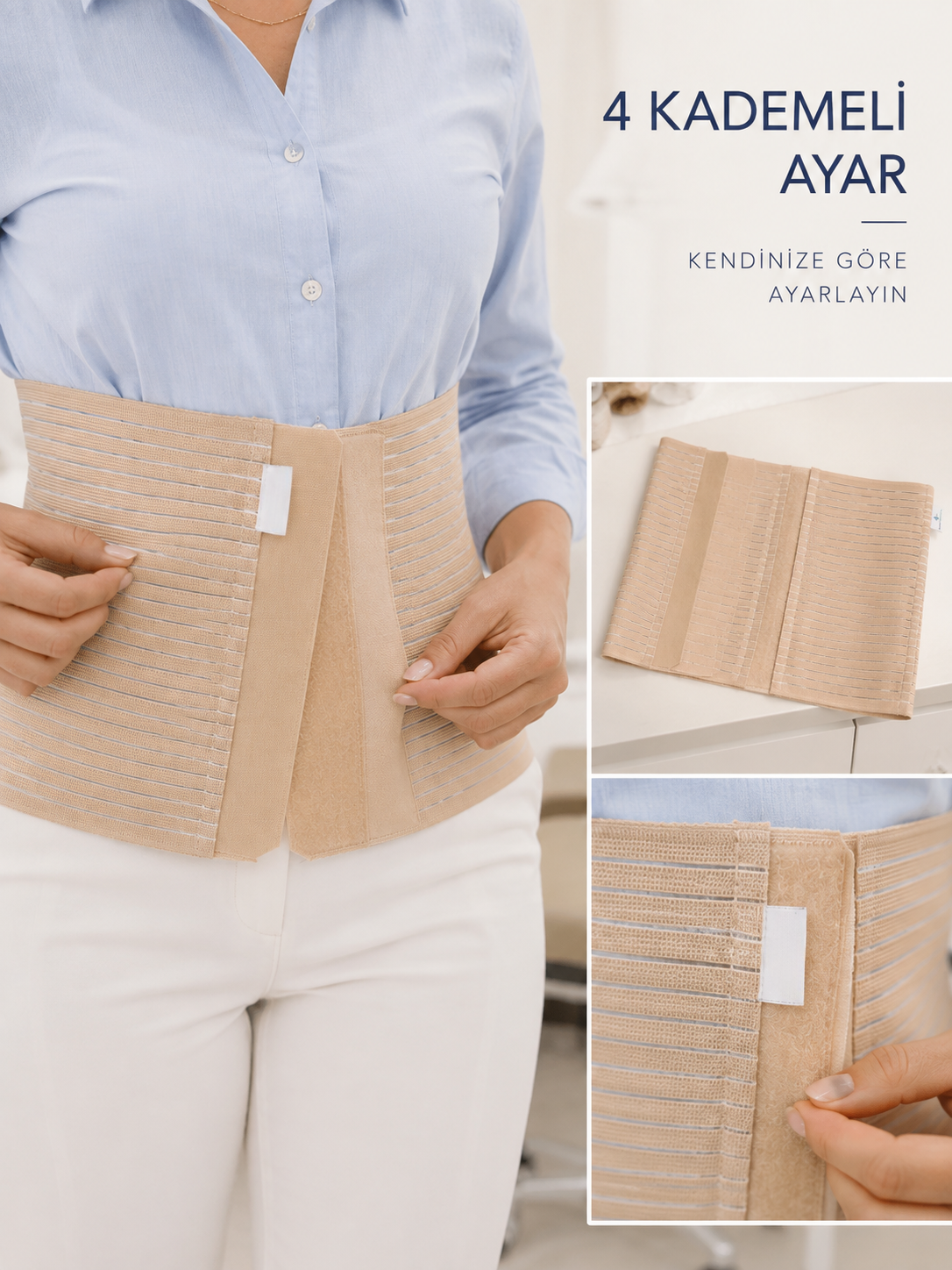 Kadın Abdominal Korse 26 cm Karın ve Bel Bölgesi 4 Kademeli Ayarlanabilir Korse - Lisinya