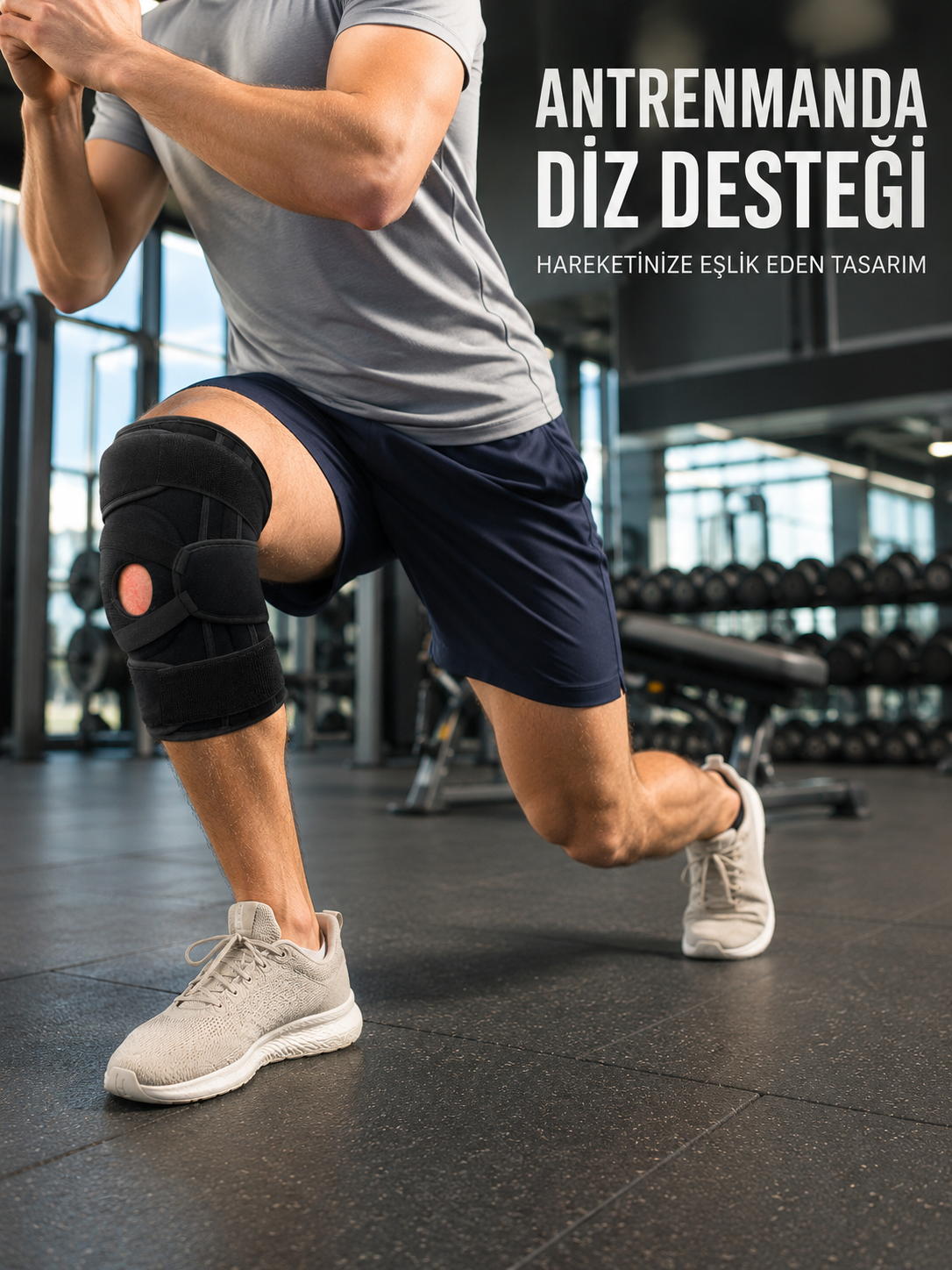 Ayarlanabilir Ligamentli Dizlik Patella Silikon Pedli Nefes Alabilir Diz Koruyucu - Lisinya