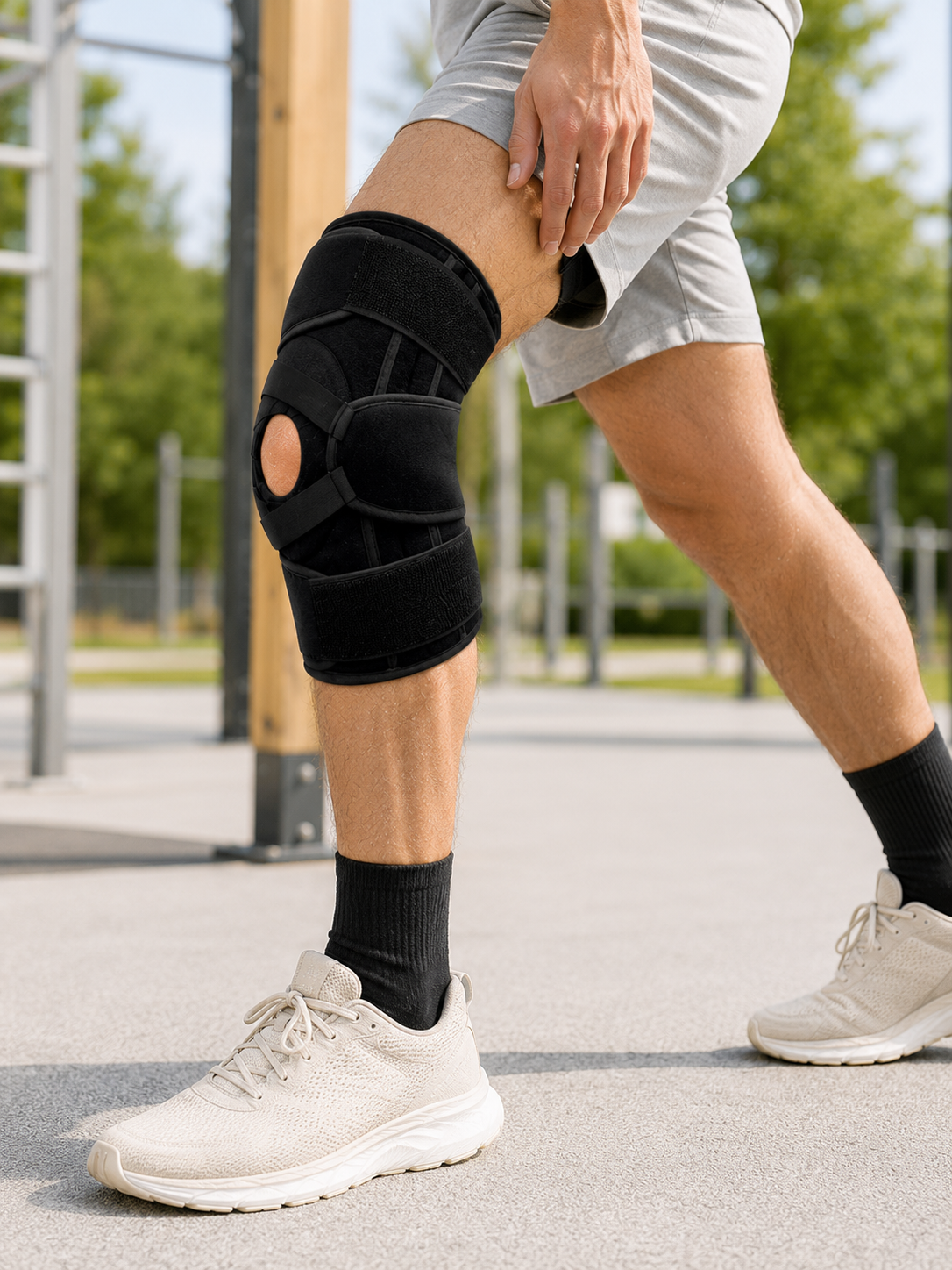 Sporcu Patella Dizliği Esnek Ligamentli Silikon Pedli Menisküs Diz Destek Bandajı - Lisinya