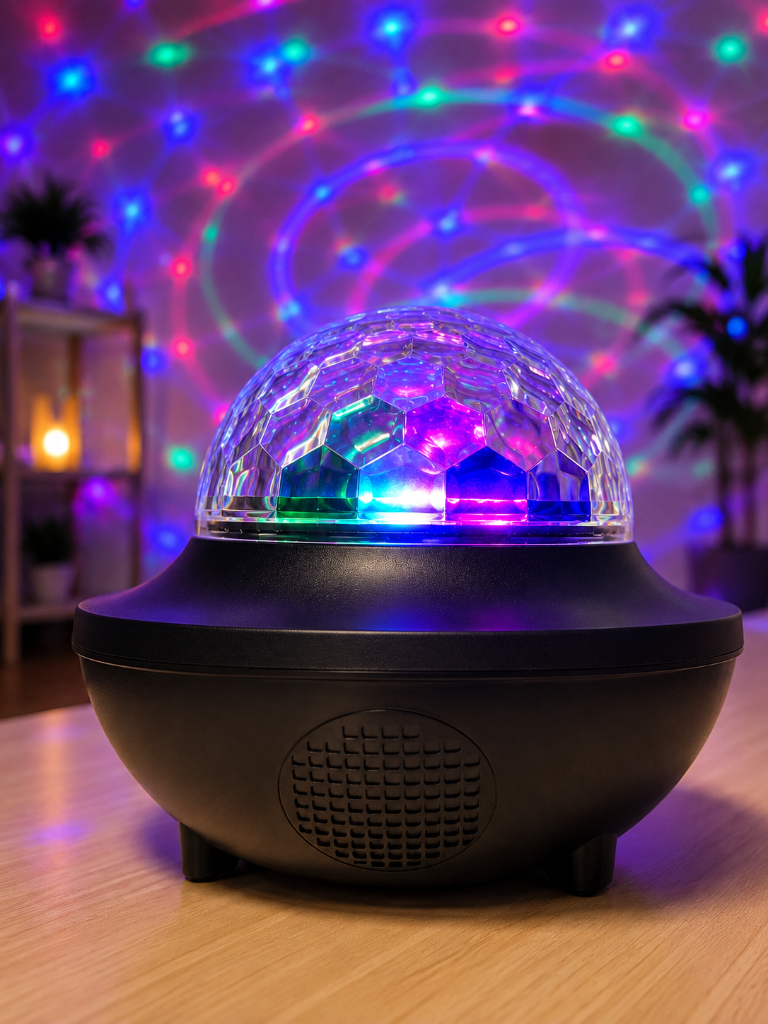 RGB Bluetooth Disko Lambası Dahili Hoparlörlü Müzikli Parti Işığı USB ve TF Kartlı - Lisinya