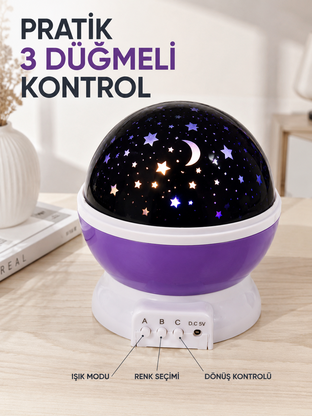 Dönen Yıldızlı Gece Lambası Renkli Gökyüzü Projeksiyon Işığı - Lisinya Dönen Yıldızlı Gece Lambası Renkli Gökyüzü Projeksiyon Işığı - Lisinya