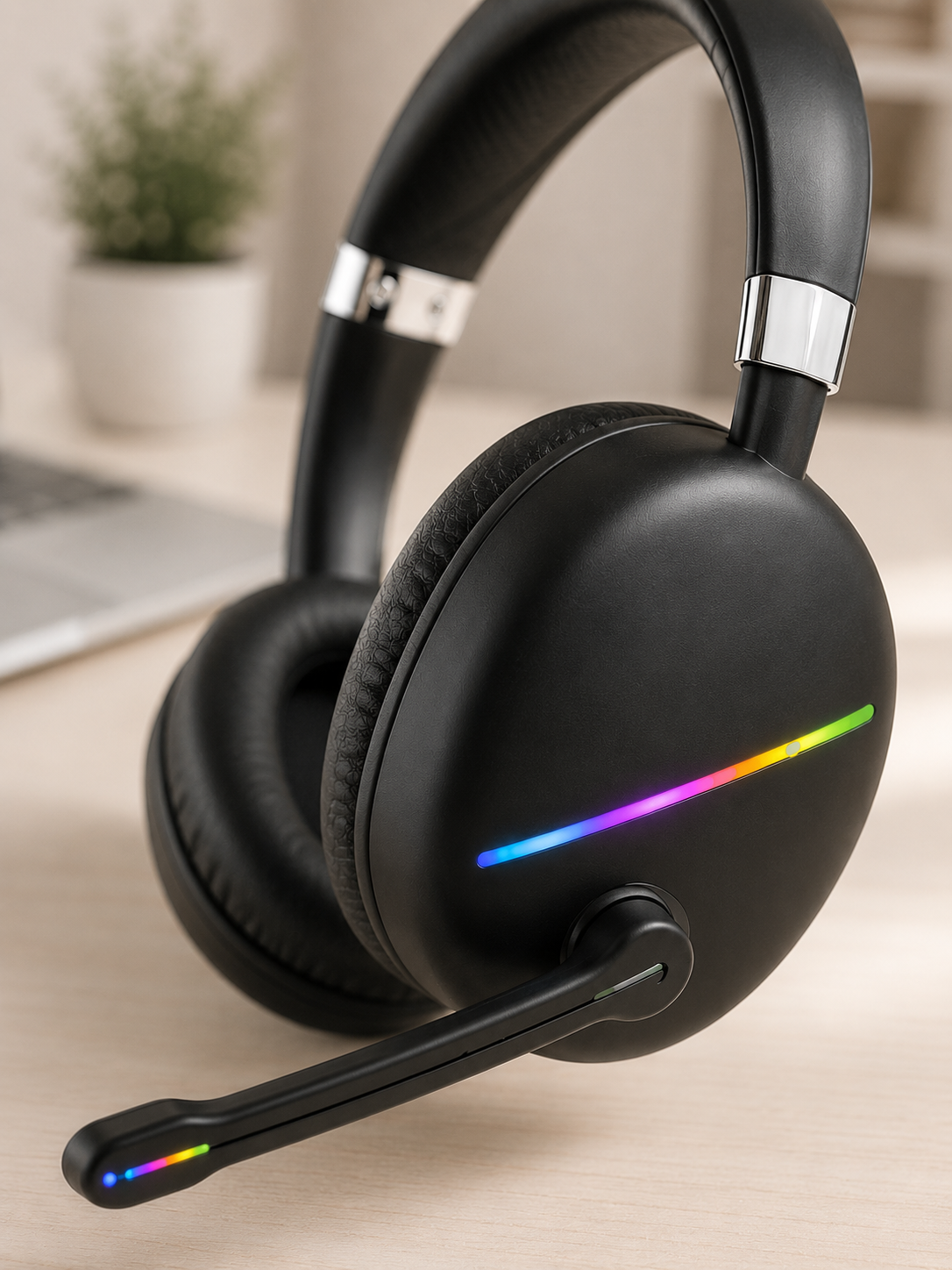 Bluetooth 5.0 Kablosuz Kulak Üstü Kulaklık Mikrofonlu RGB Aydınlatmalı - Lisinya Bluetooth 5.0 Kablosuz Kulak Üstü Kulaklık Mikrofonlu RGB Aydınlatmalı - Lisinya
