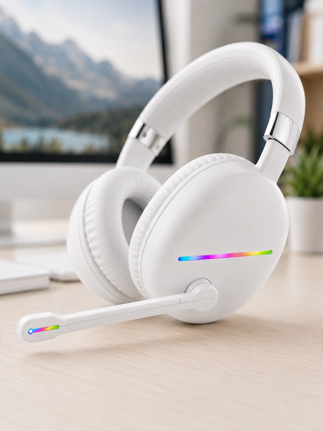 Beyaz Bluetooth 5.0 Mikrofonlu Kablosuz Kulak Üstü Kulaklık RGB Işıklı Type-C Şarjlı - Lisinya Beyaz Bluetooth 5.0 Mikrofonlu Kablosuz Kulak Üstü Kulaklık RGB Işıklı Type-C Şarjlı - Lisinya