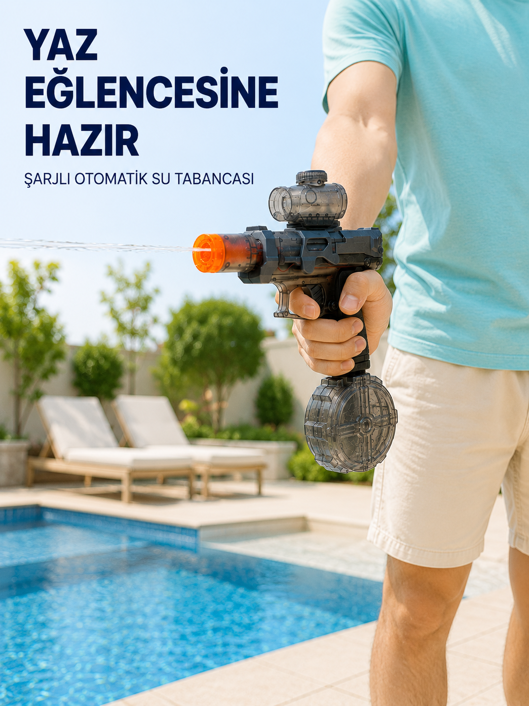 Şarjlı Elektrikli Su Tabancası Yuvarlak Su Hazneli Otomatik Sürekli Atışlı - Lisinya Şarjlı Elektrikli Su Tabancası Yuvarlak Su Hazneli Otomatik Sürekli Atışlı - Lisinya