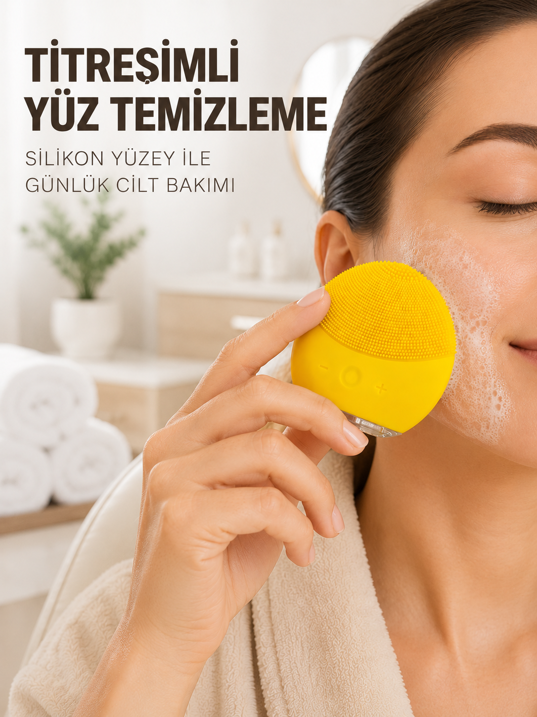 Şarjlı Silikon Yüz Temizleme ve Cilt Bakım Cihazı Titreşimli Masaj Fırçası - Lisinya