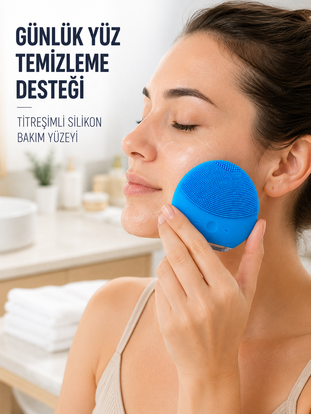 Şarjlı Yüz Temizleme Cihazı Yumuşak Silikon Titreşimli Cilt Bakım Fırçası - Lisinya