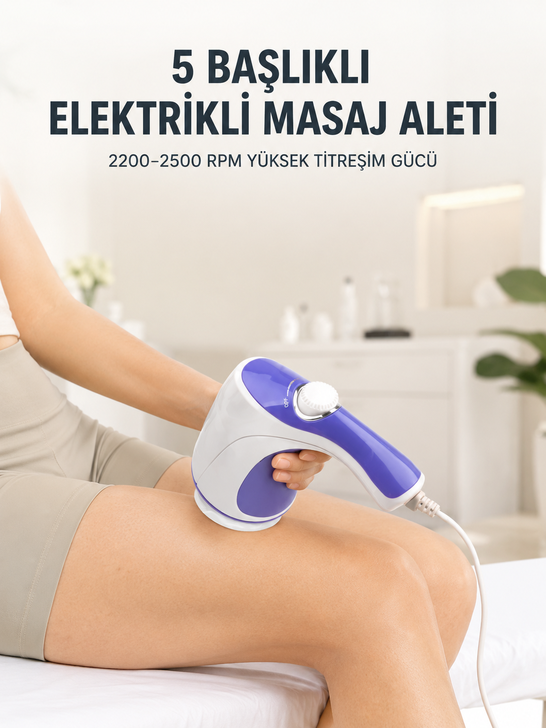 5 Başlıklı Elektrikli Masaj Aleti 2200-2500 RPM Yüksek Titreşimli Vücut Bakım ve Rahatlama Cihazı - Lisinya