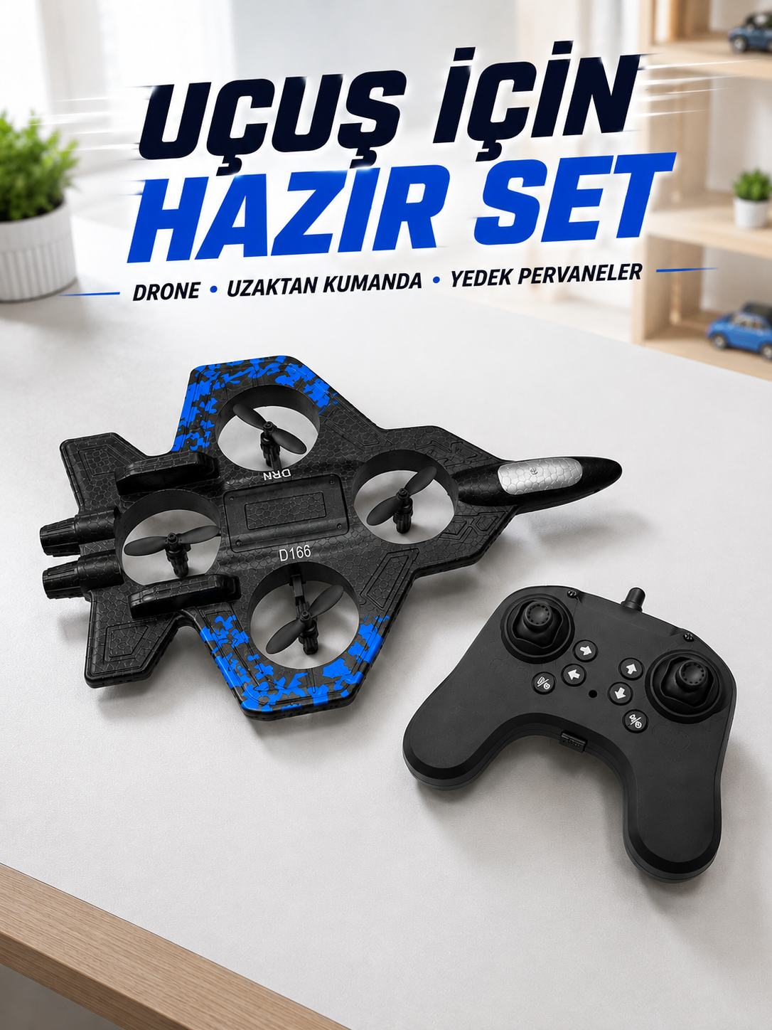 Savaş Jeti Görünümlü Drone 2.4G Kumandalı Jiroskoplu 360° Akrobatik Takla Yedek Pervaneli - Lisinya