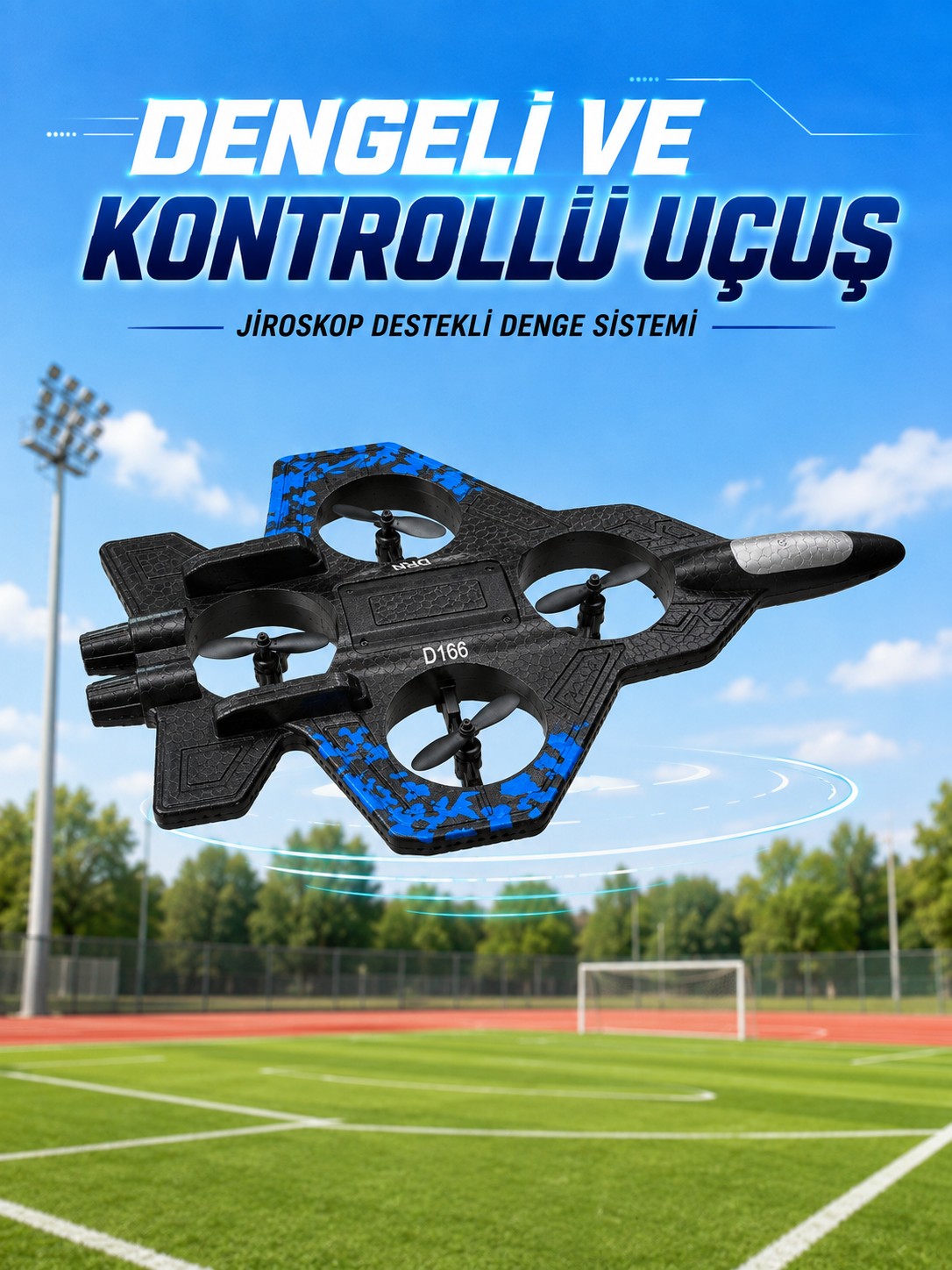 Savaş Uçağı Tasarımlı Drone 2.4G Uzaktan Kumandalı 360° Takla Jiroskop Tek Tuş Kalkış İniş - Lisinya