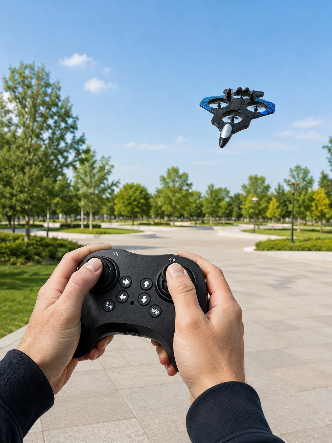 4 Pervaneli Jet Uçak Drone Uzaktan Kumandalı 360° Takla Renkli Işıklı Dengeli Uçuş - Lisinya