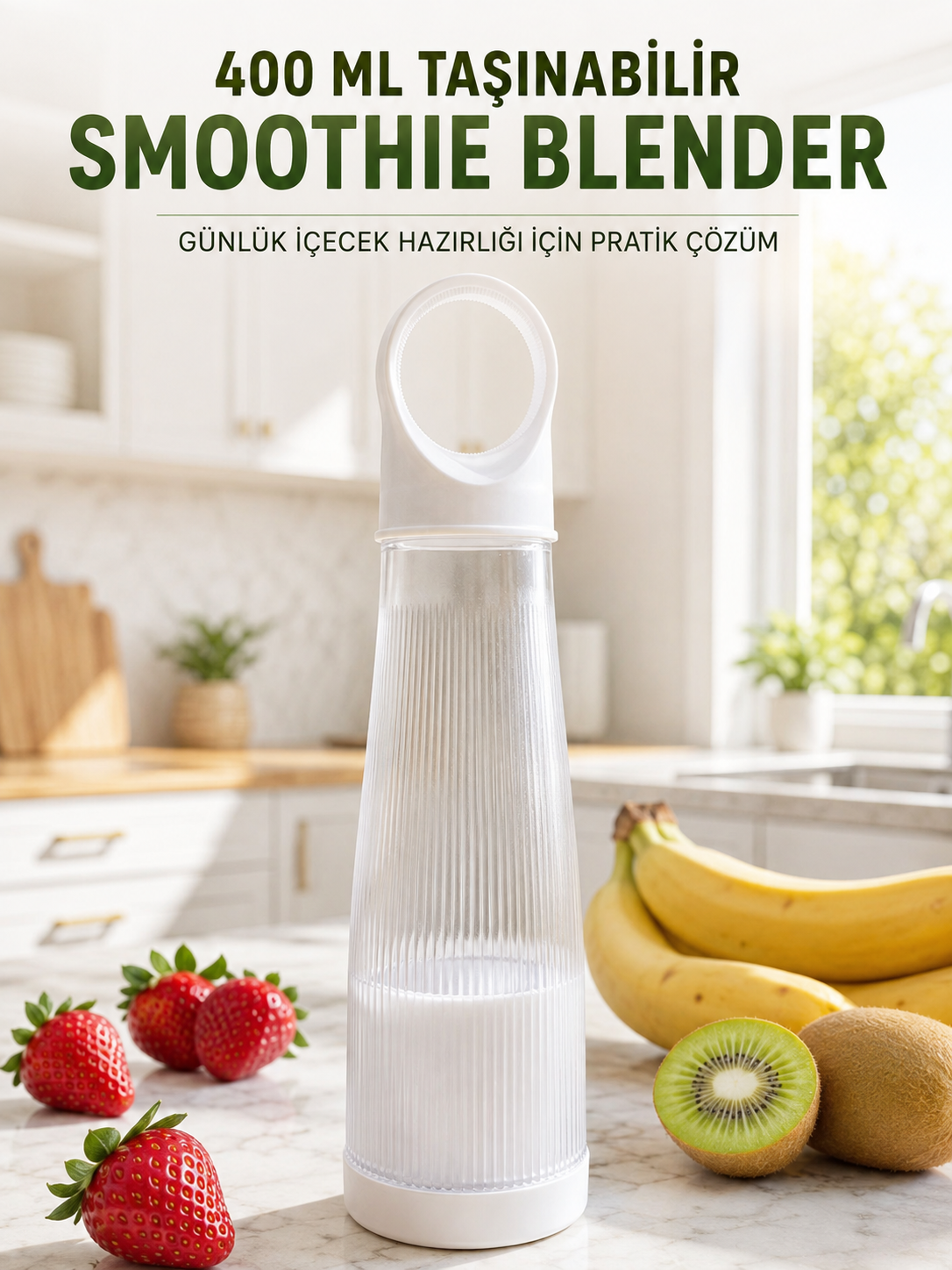 Kablosuz Taşınabilir Blender 400 ML Şarjlı Smoothie Shake ve Meyveli İçecek Hazırlama - Lisinya