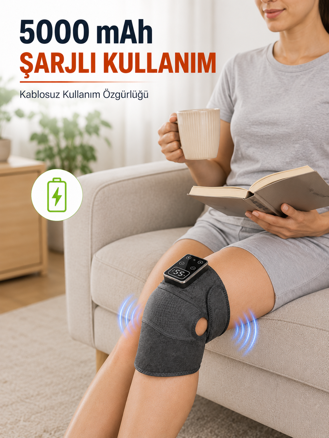 Isıtmalı ve Titreşimli Diz Masaj Aleti Şarjlı Dijital Ekranlı 5000 mAh Masaj Cihazı - Lisinya