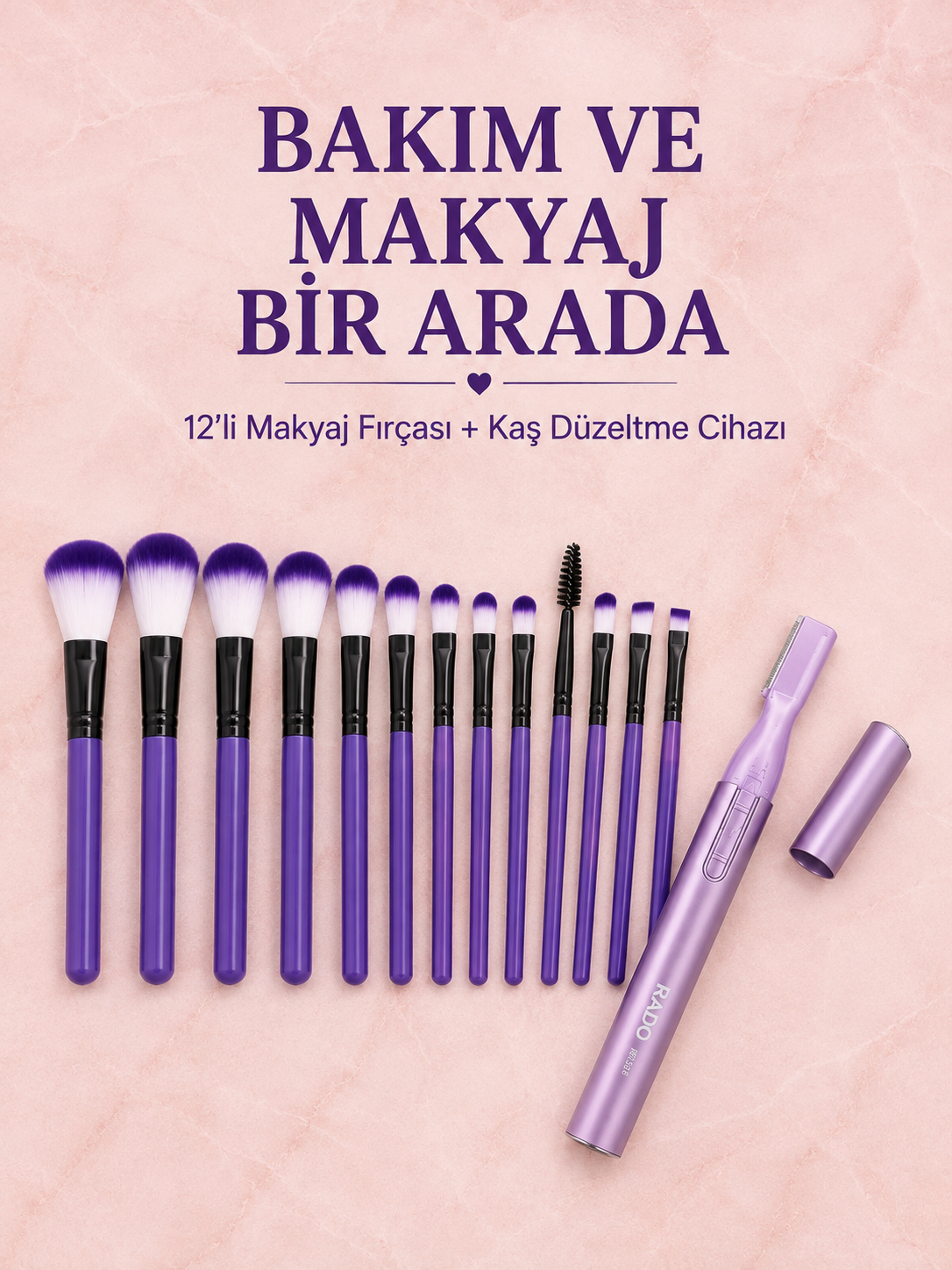 12’li Mor Makyaj Fırça Seti ve Kaş Düzeltme Cihazı Kadın Makyaj ve Kişisel Bakım Seti - Lisinya 12’li Mor Makyaj Fırça Seti ve Kaş Düzeltme Cihazı Kadın Makyaj ve Kişisel Bakım Seti - Lisinya