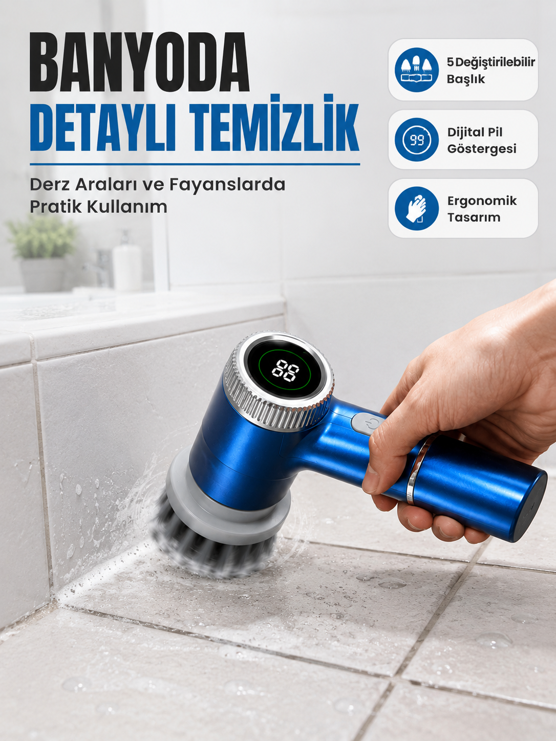 Kablosuz Elektrikli Döner Temizlik Fırçası ile Zorlu Kirleri Kolayca Temizleyin - Lisinya Kablosuz Elektrikli Döner Temizlik Fırçası ile Zorlu Kirleri Kolayca Temizleyin - Lisinya