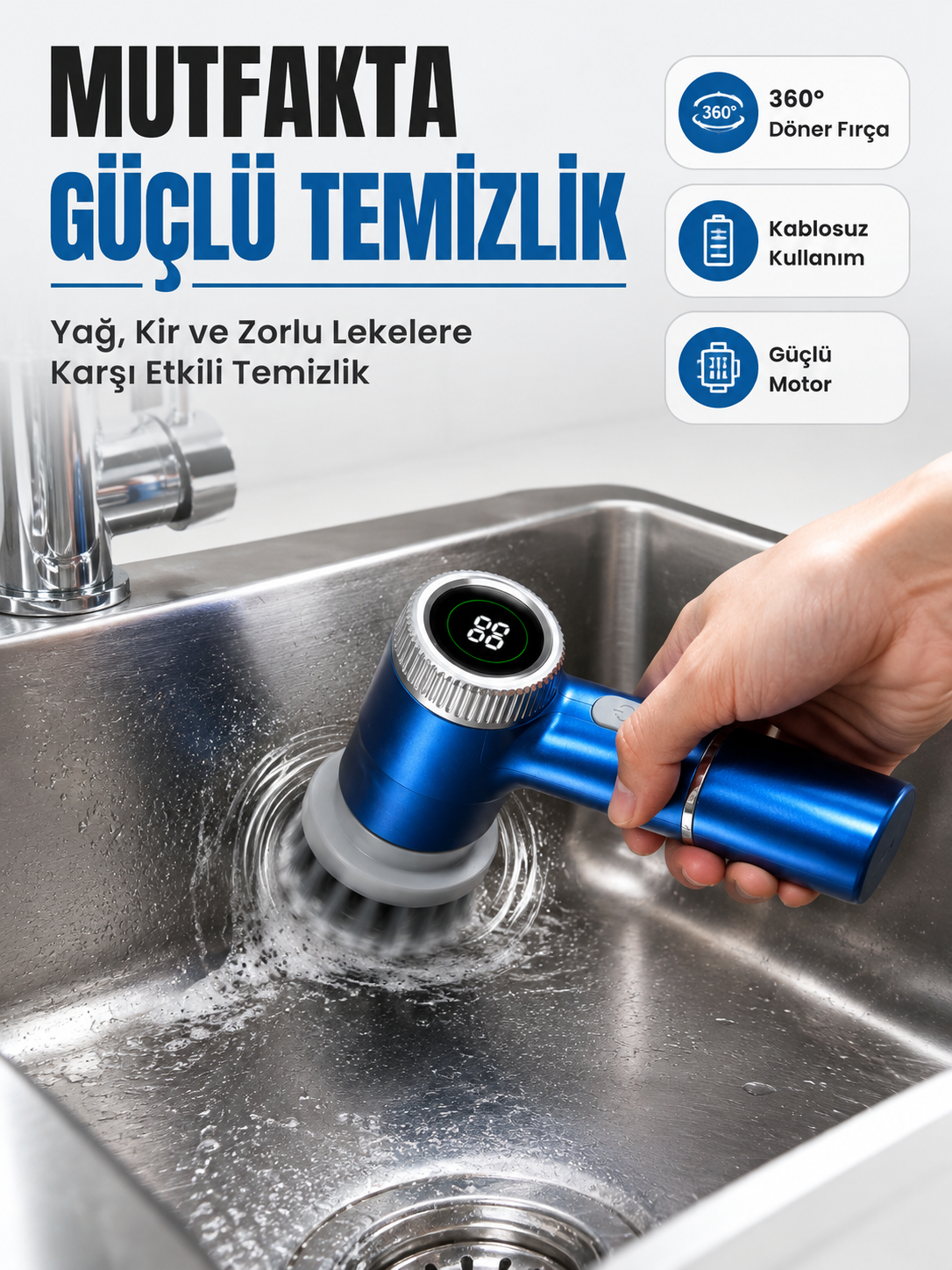 Dijital Göstergeli Şarjlı Temizlik Fırçası ile Konforlu Kullanım Deneyimi - Lisinya Dijital Göstergeli Şarjlı Temizlik Fırçası ile Konforlu Kullanım Deneyimi - Lisinya