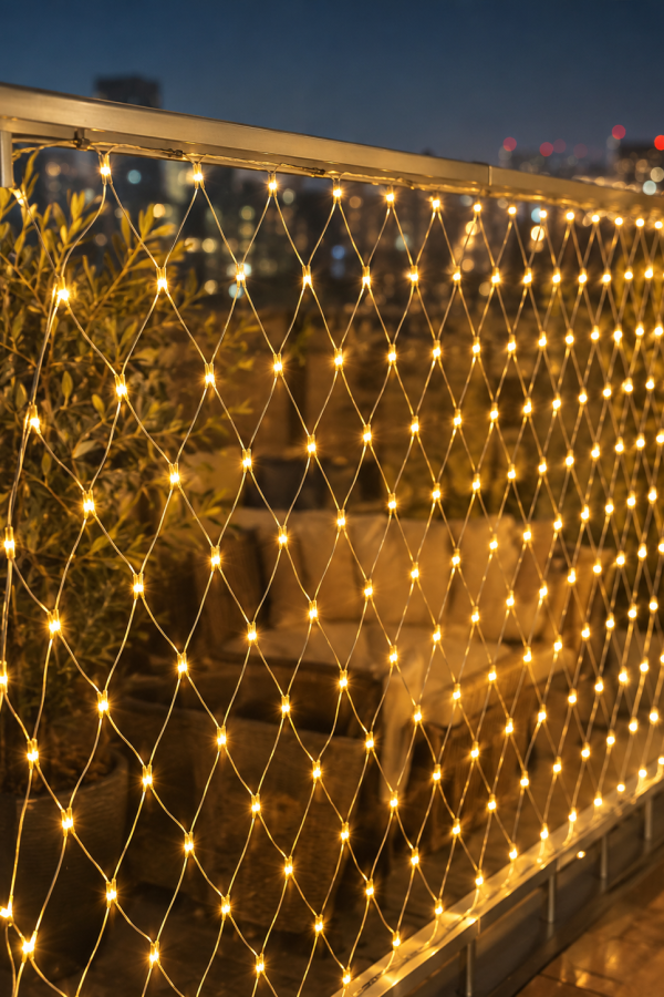 Ağ Şeklinde LED File Işık Dekoratif Ortam Aydınlatma Bahçe Balkon Süsü - Lisinya Ağ Şeklinde LED File Işık Dekoratif Ortam Aydınlatma Bahçe Balkon Süsü - Lisinya