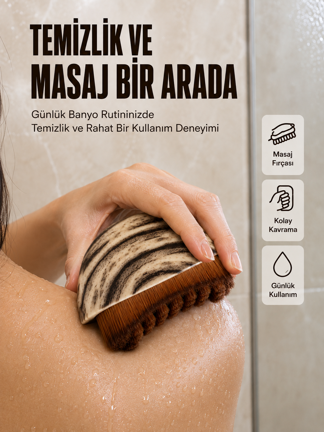 Vücut Temizleme Fırçası Ergonomik Elde Tutulan Yumuşak Kıllı Masaj Fırçası - Lisinya Vücut Temizleme Fırçası Ergonomik Elde Tutulan Yumuşak Kıllı Masaj Fırçası - Lisinya
