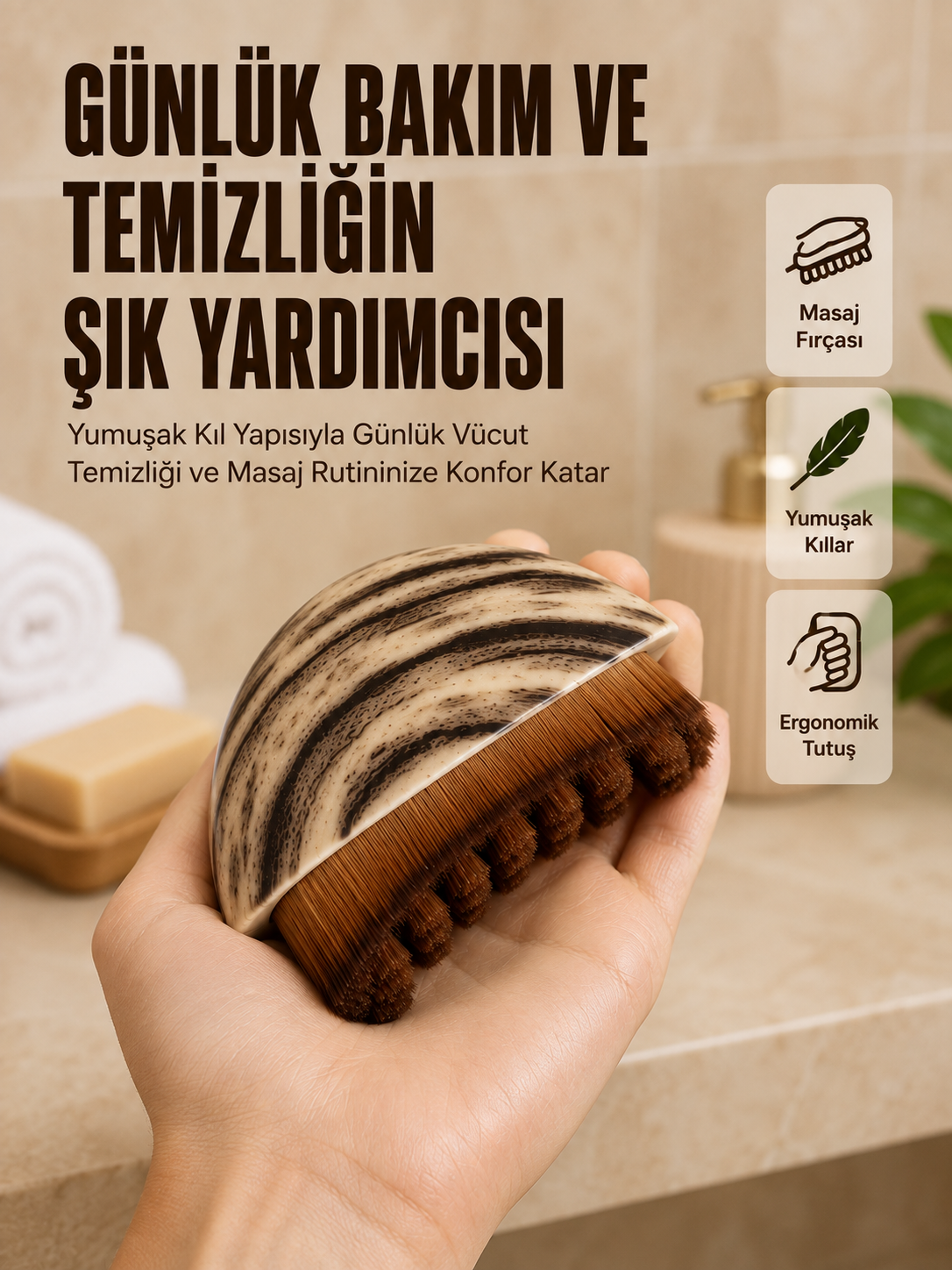 Banyo Masaj Fırçası Yumuşak Kıllı Ergonomik Vücut Temizleme Fırçası - Lisinya Banyo Masaj Fırçası Yumuşak Kıllı Ergonomik Vücut Temizleme Fırçası - Lisinya